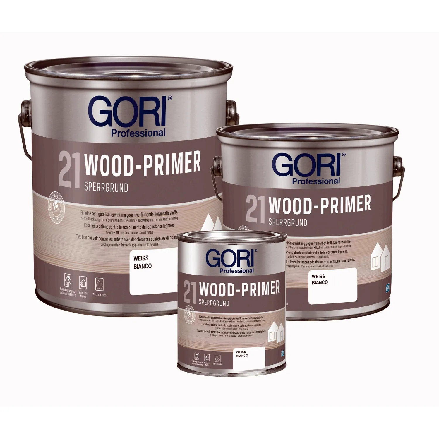 GORI 21 Wood-Primer zaporni premaz bel, izolacijska barva in temeljni premaz za les v različnih velikostih embalaže