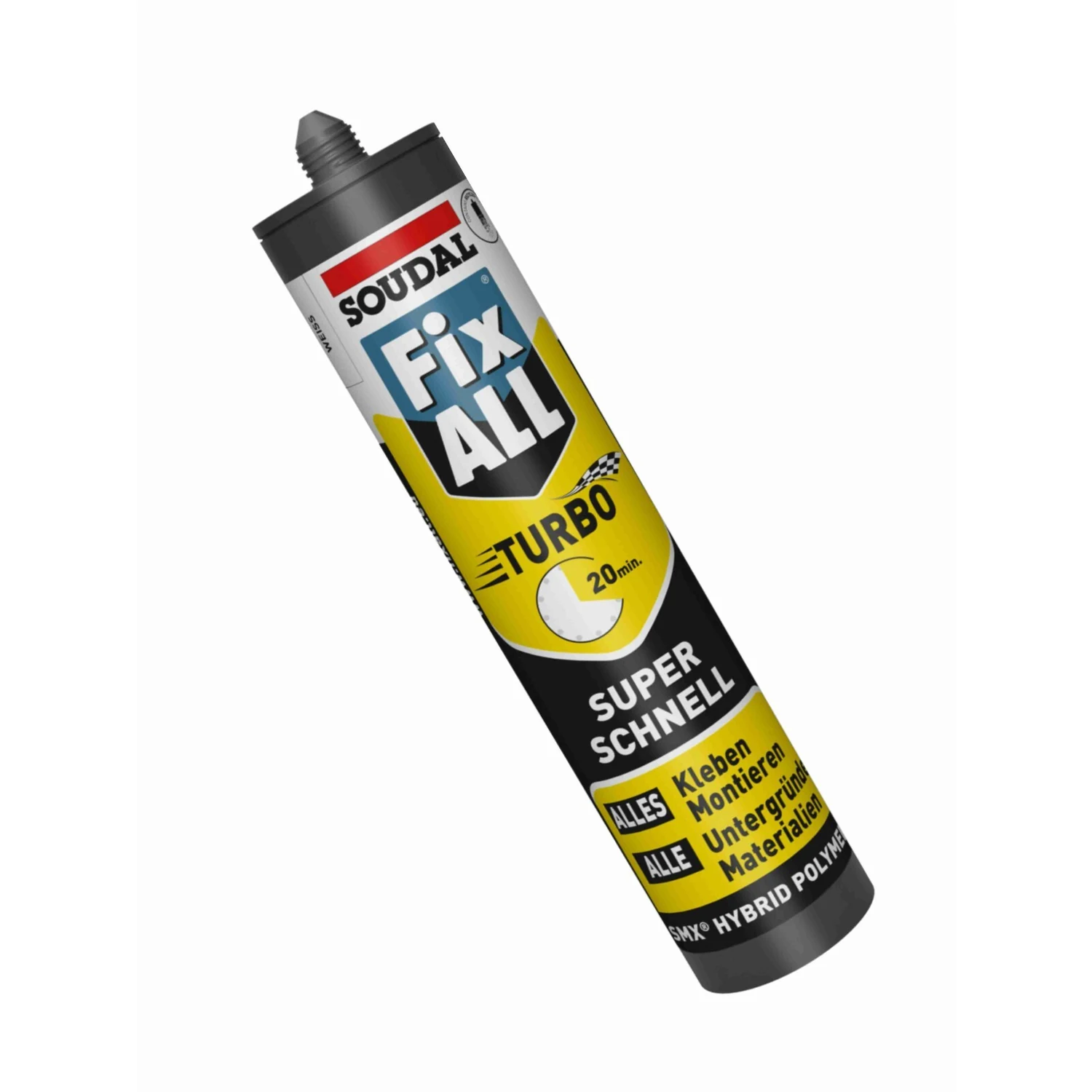 Soudal Fix All Turbo Konstruktionskleber weiß, 430 g – Kartusche gedreht