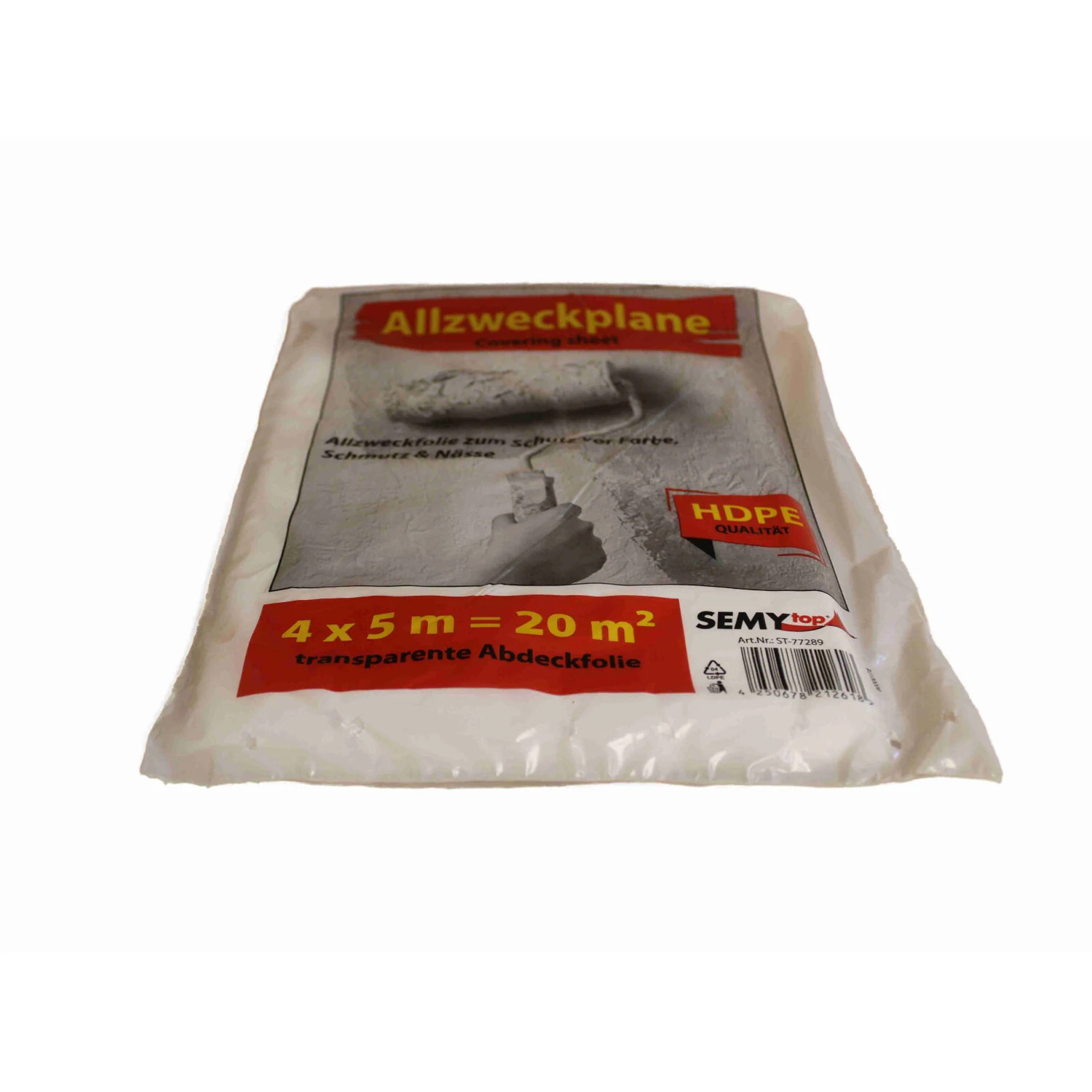 Abdeckfolie Allzweckplane 4 x 5 m, 6 my – Verpackung Vorderseite