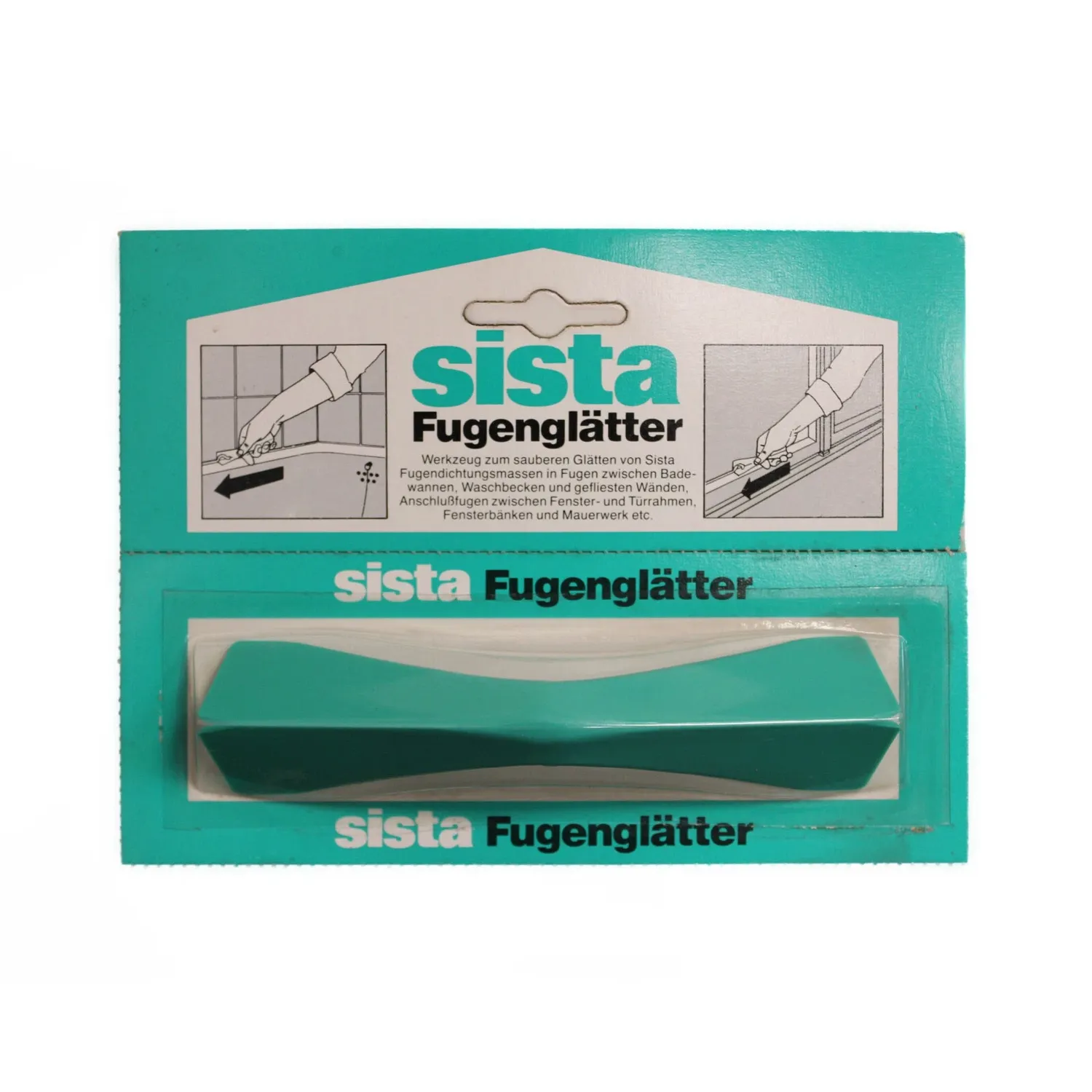 Sista Fugenglätter Kunststoff Fugenabzieher für Silikonfugen 1 Stück, Blisterverpackung mit Anwendungsbildern