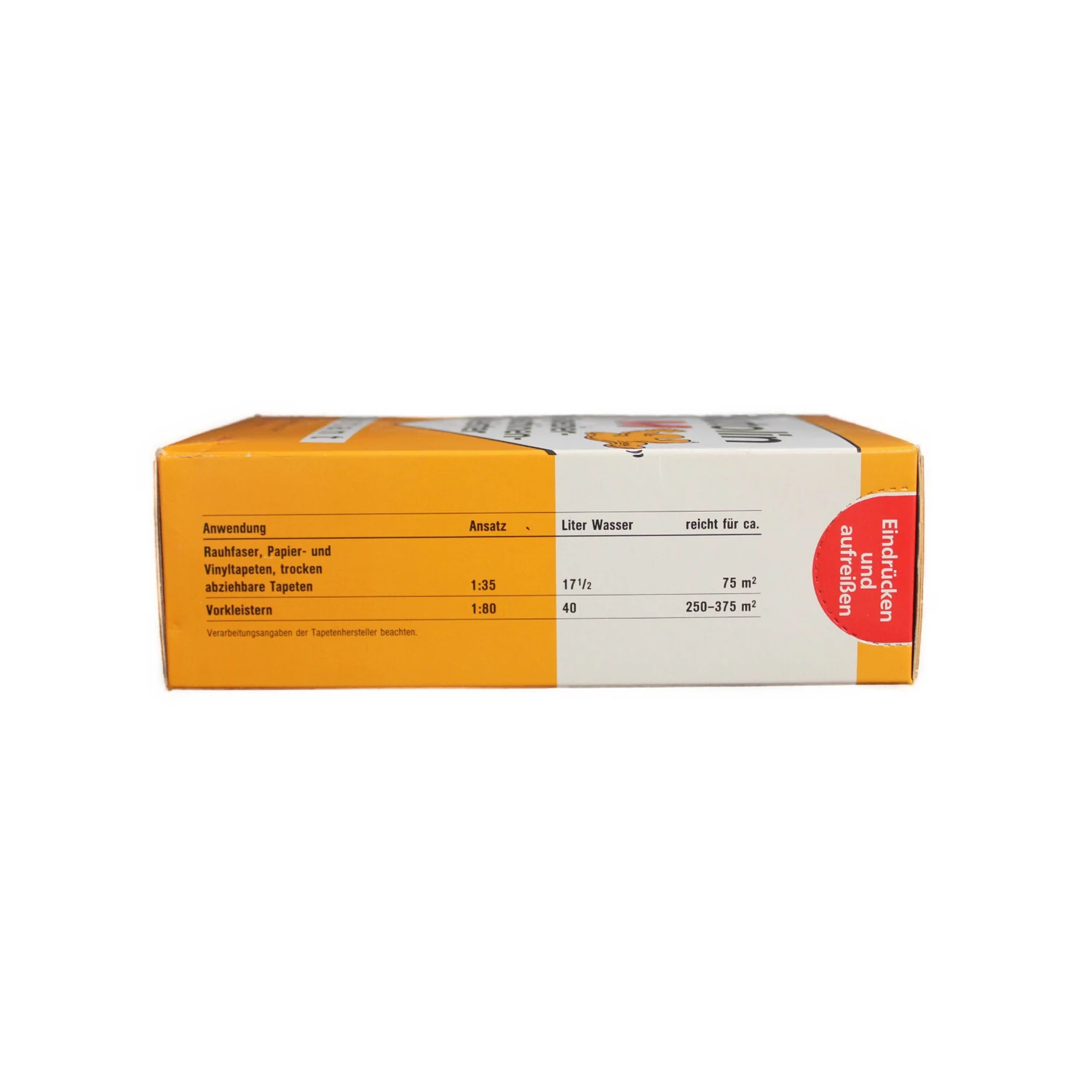 Glutolin M instant 500 g, Mischtabelle mit Ansatz 1:35 und 1:80