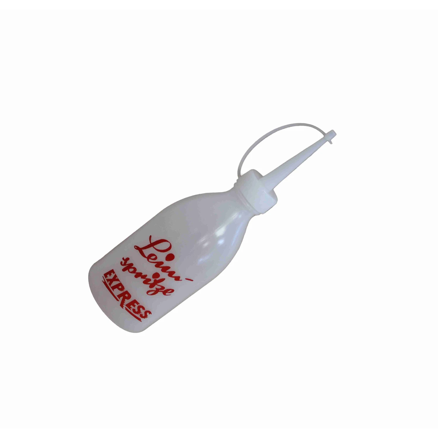 Leimflasche leer mit Dosierspitze, 250 ml transparent – Flasche mit Dosierspitze, schräg