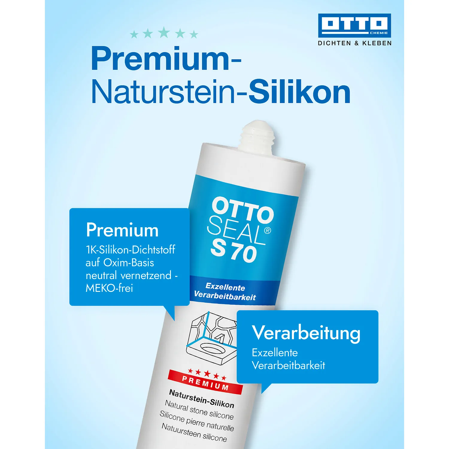 Ottoseal S70 Naturstein Silikon matt betongrau 310ml