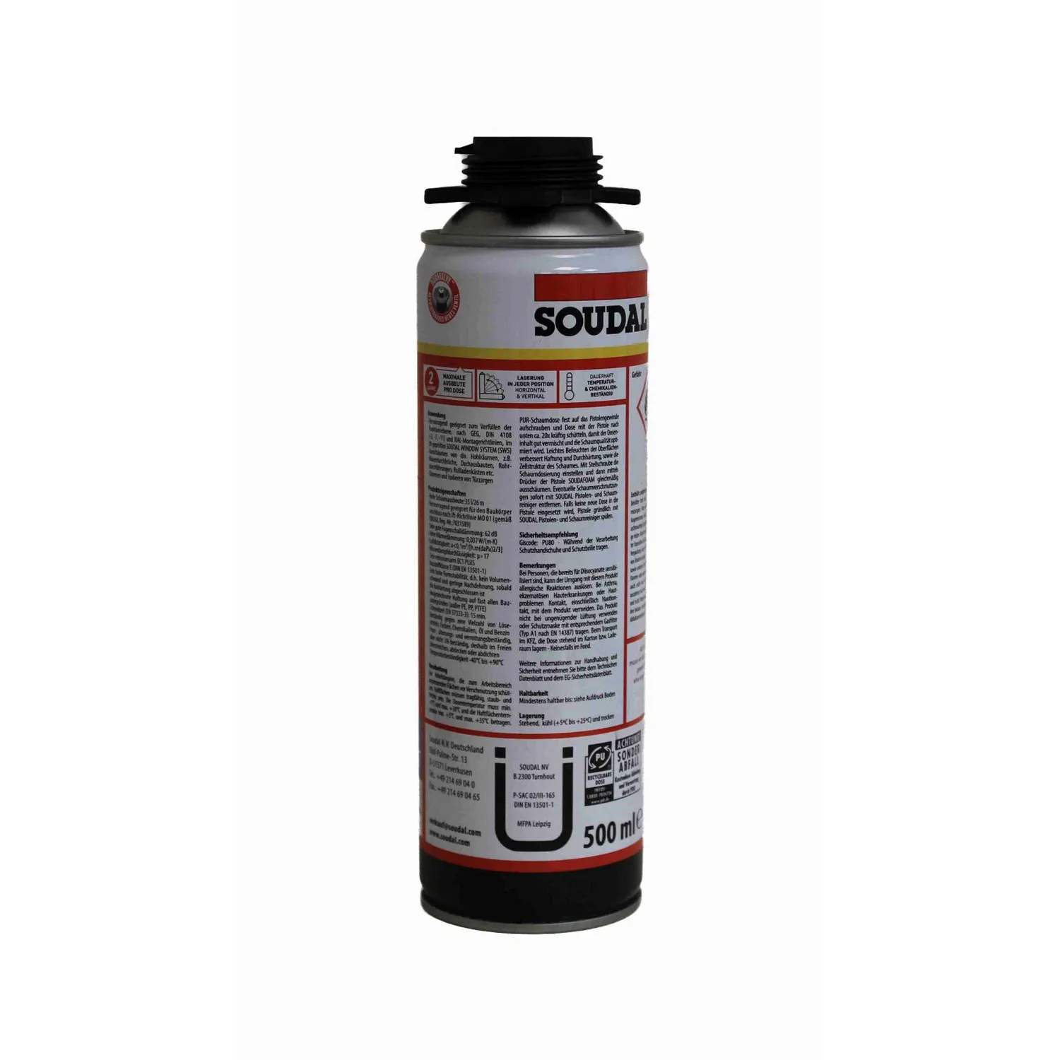Soudal Pistolenschaum X-tra 750 B2 500 ml Rückseite
