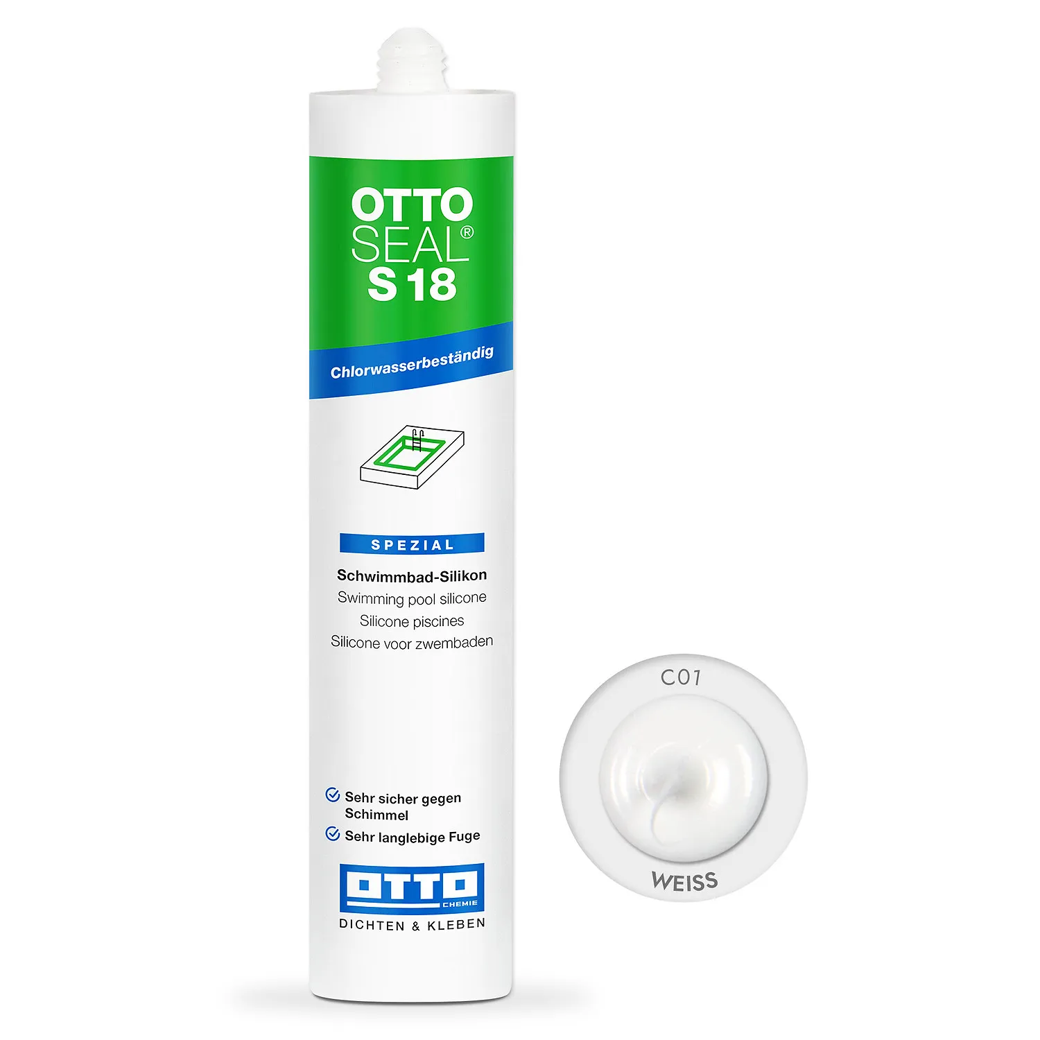 Ottoseal S18 Schwimmbadsilikon weiß 310ml