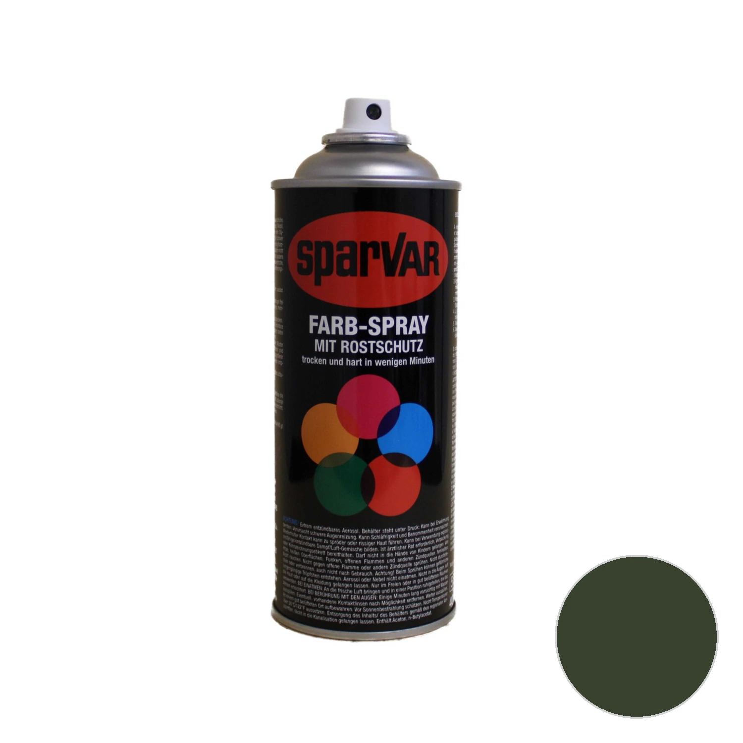 Sparvar spray esmalte acrílico alto brillo RAL 6020 verde óxido de cromo 400 ml bote de aerosol con punto de color