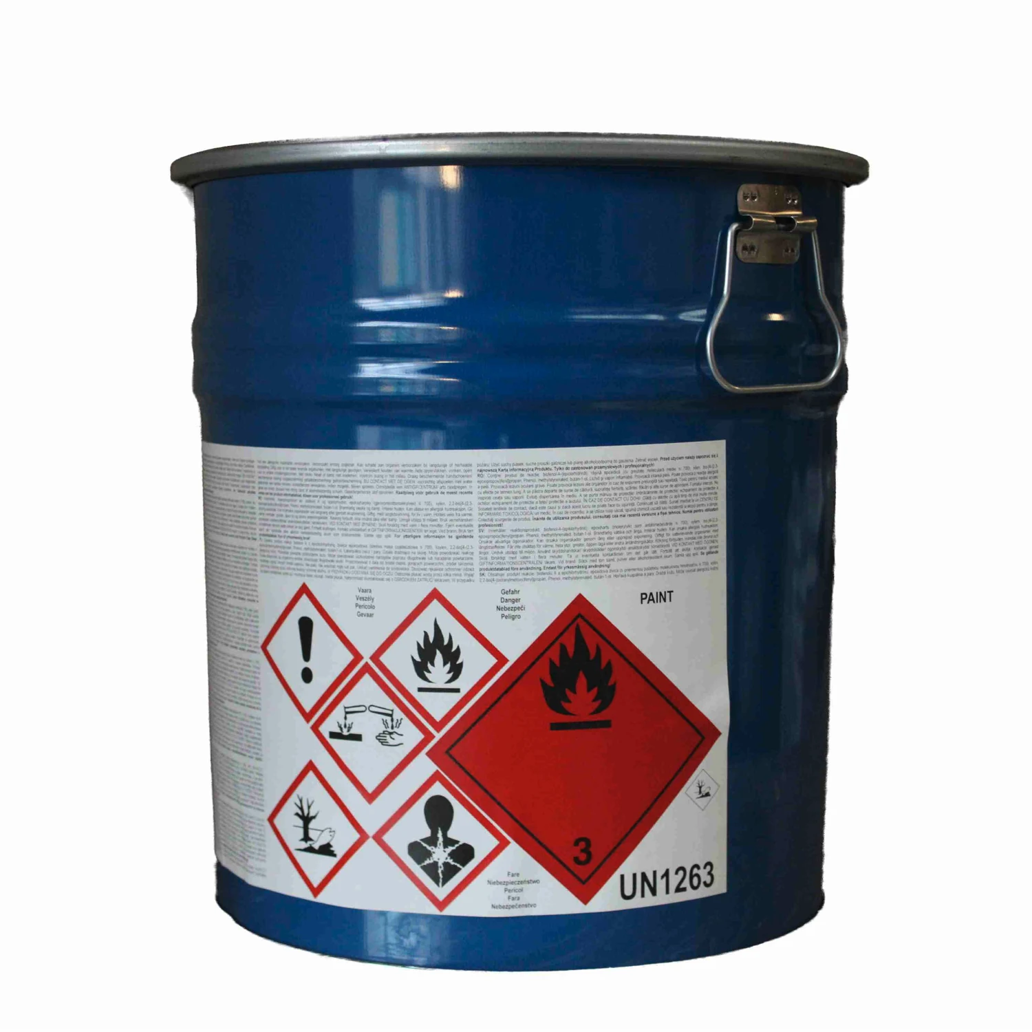Macropoxy Primer HE N Epoxid-Grundierung sandgelb, 28 kg – Eimer Rückseite mit Gefahrgutkennzeichnung