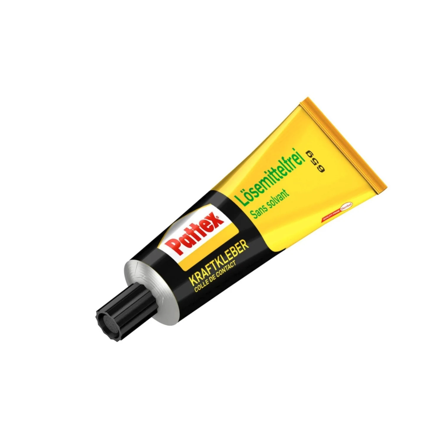 Pattex Kraftkleber lösemittelfrei, Tube 65 g – Tube schräg