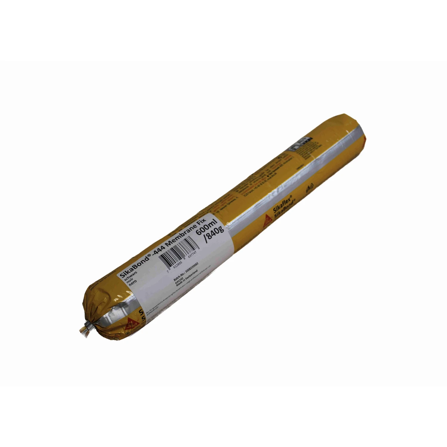 Sikabond-444 Membrane Fix Folienkleber schwarz, 840 g – Folienbeutel schräg