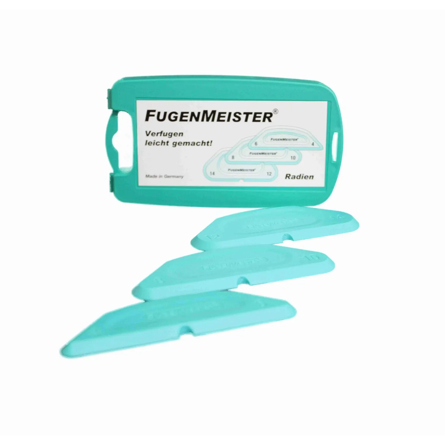 Fugenmeister Fugenspachtel-Set Kunststoff Silikon-Schablonen 3-tlg, Box und drei Fugenspachtel