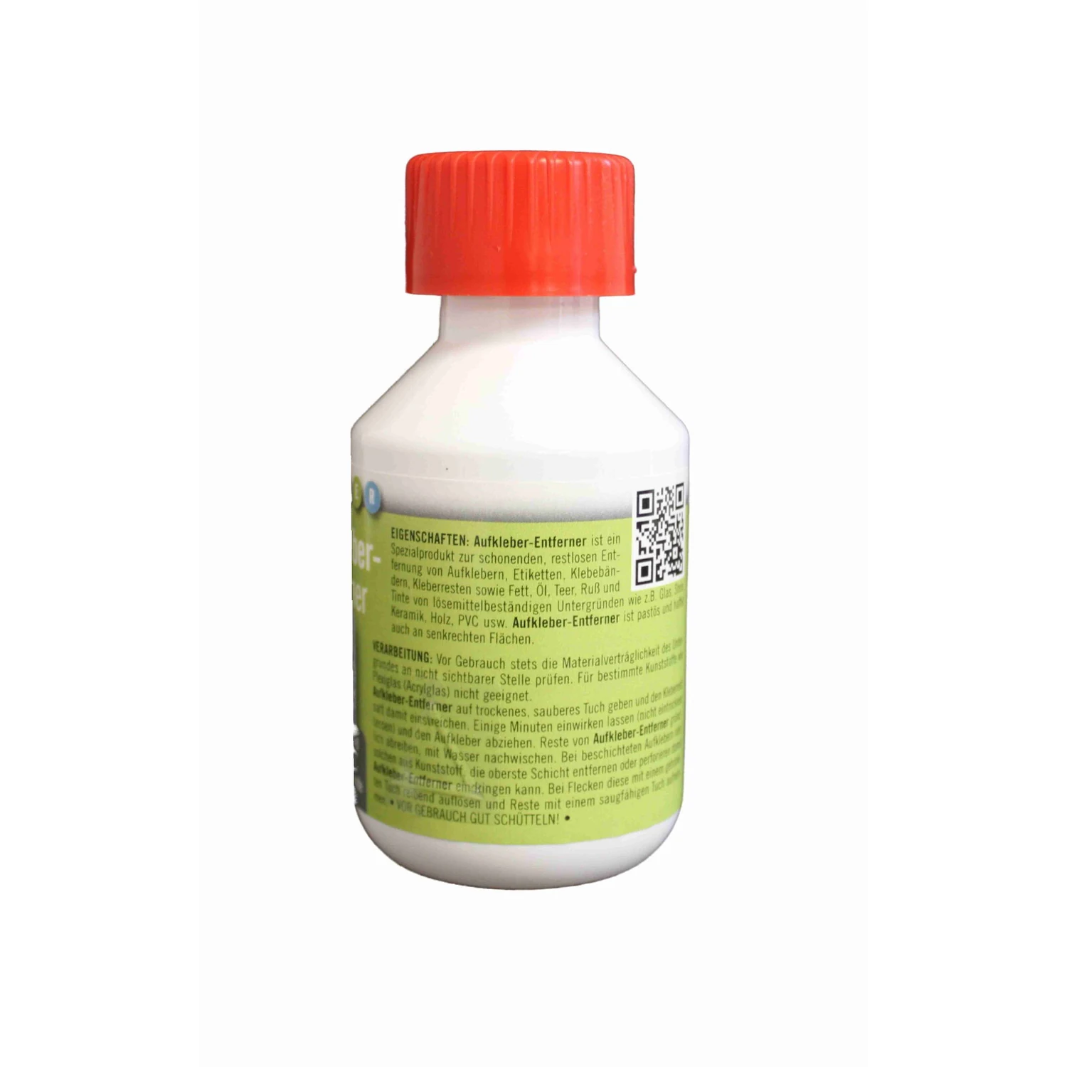 Meyer Chemie Aufkleberentferner pastös, Flasche 150 ml – Flasche Rückseite mit Anwendungshinweisen