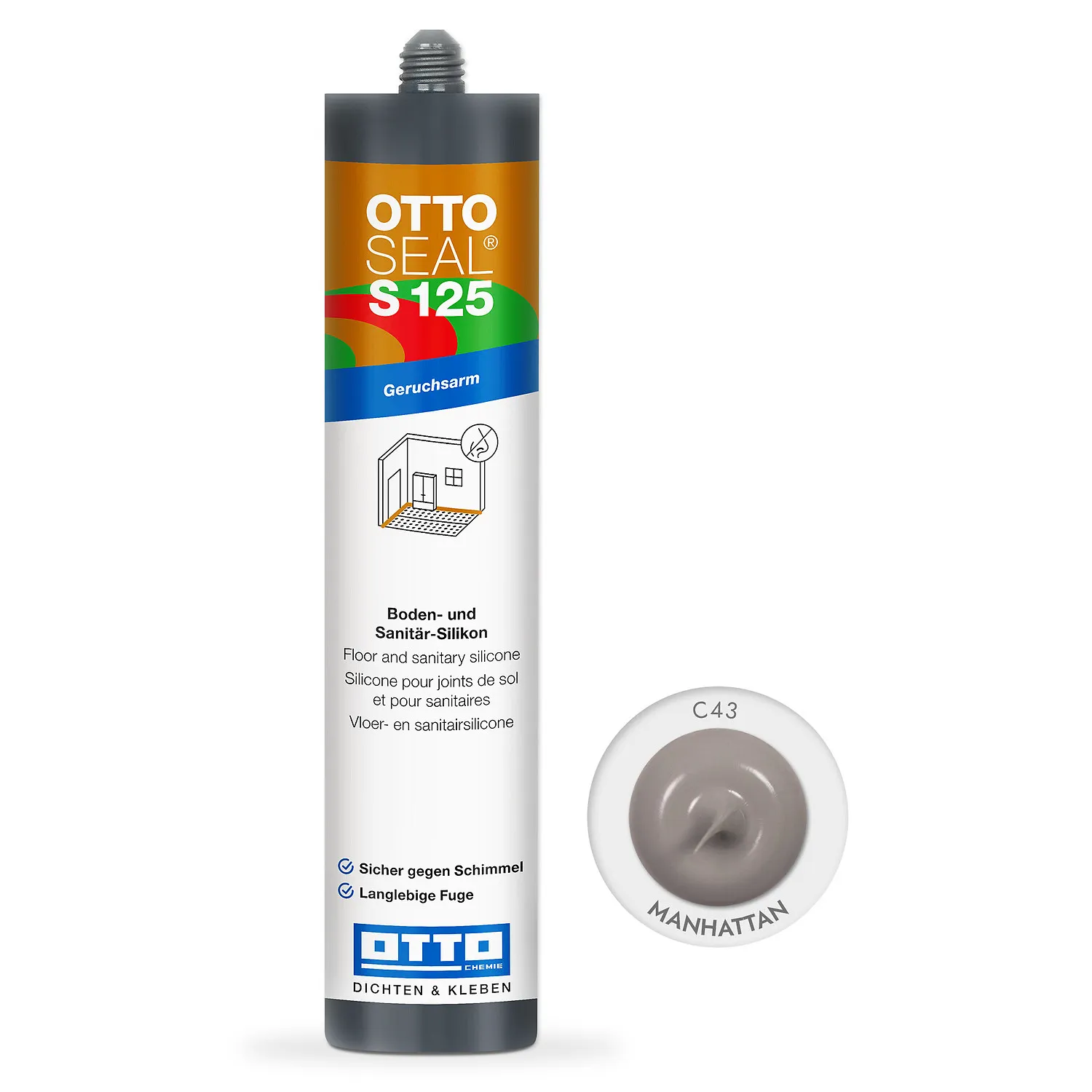 Ottoseal S125 Boden- und Sanitärsilikon manhattan 310ml, farbige Silikonfuge für Boden- und Sanitärbereiche