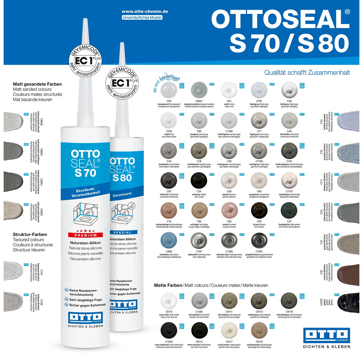 Ottoseal S70 Naturstein Silikon matt betongrau 310ml