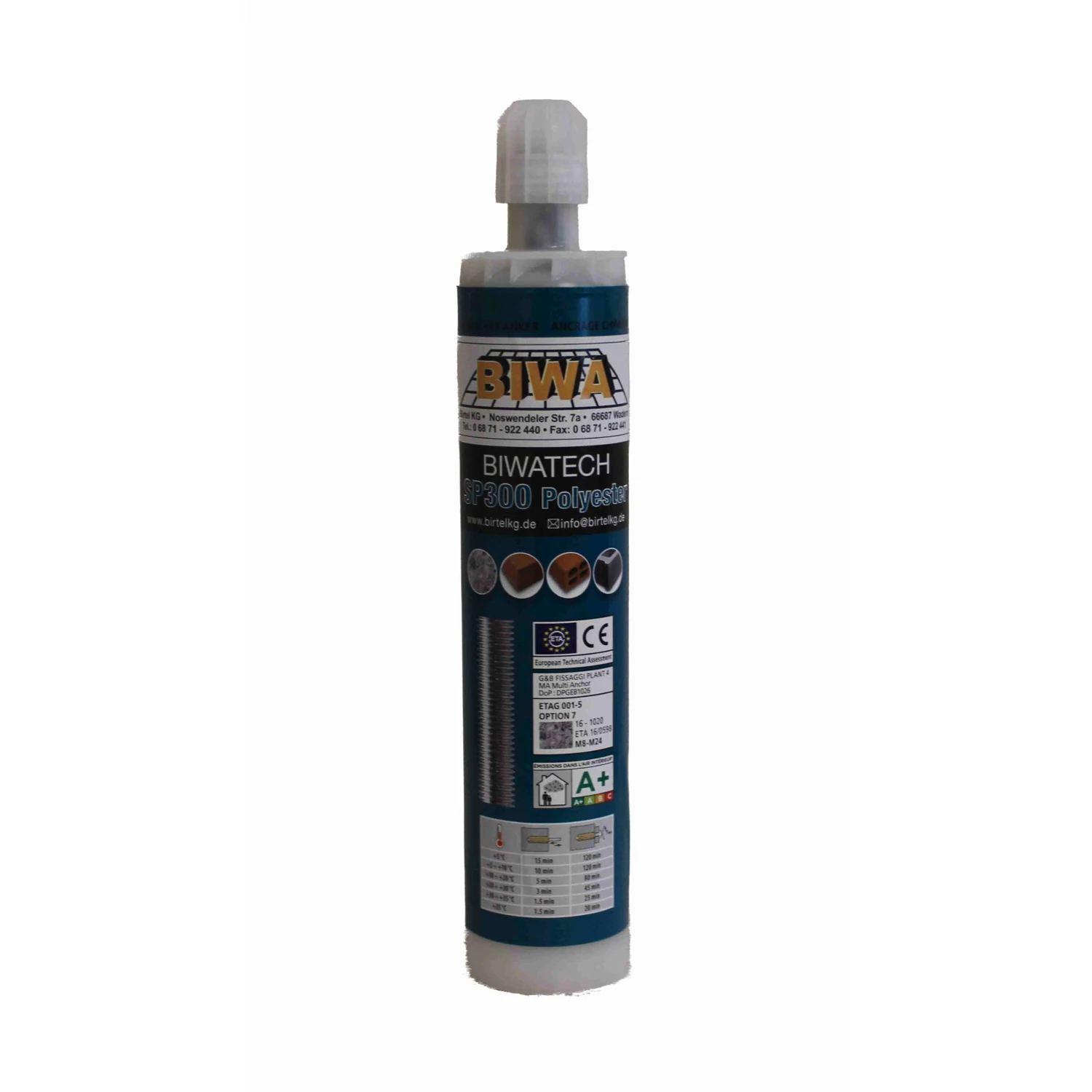 BIWA SP300 Verbundmörtel 2K mit ETA-Zulassung, 300 ml – Kartusche Vorderseite