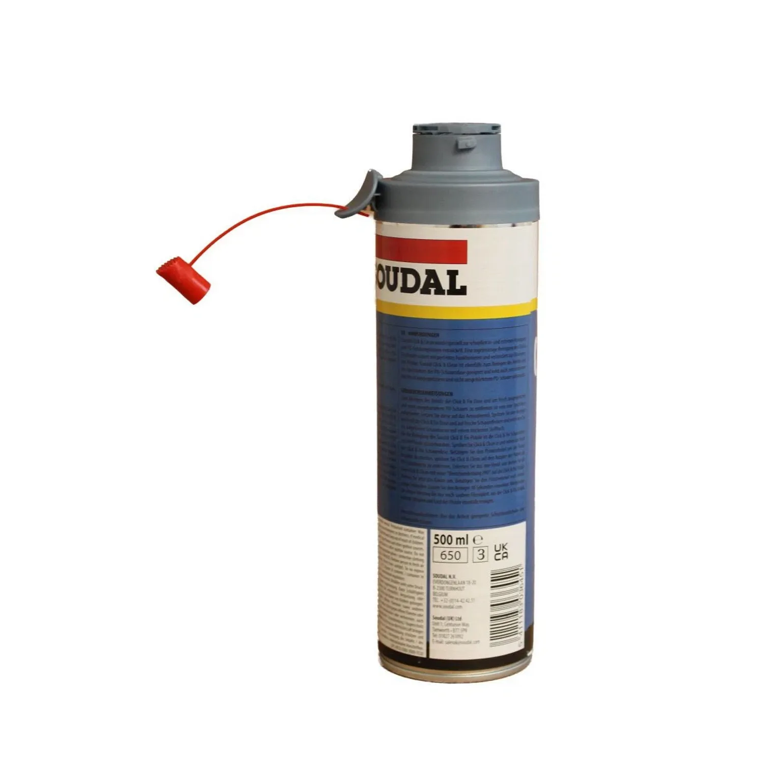 Soudal Click&Clean Pistolen- und Schaumreiniger 500 ml – Rückseite mit Produktangaben