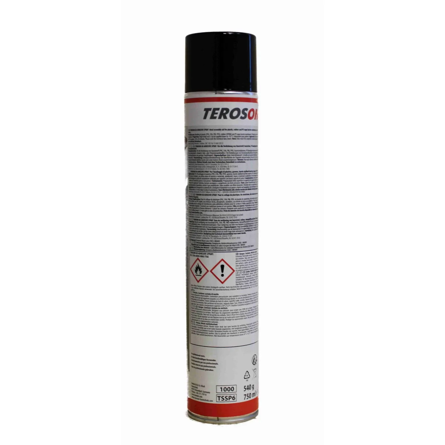 Teroson AD Adhesive Spray Sprühkleber 750ml – Rückseite mit Produktangaben