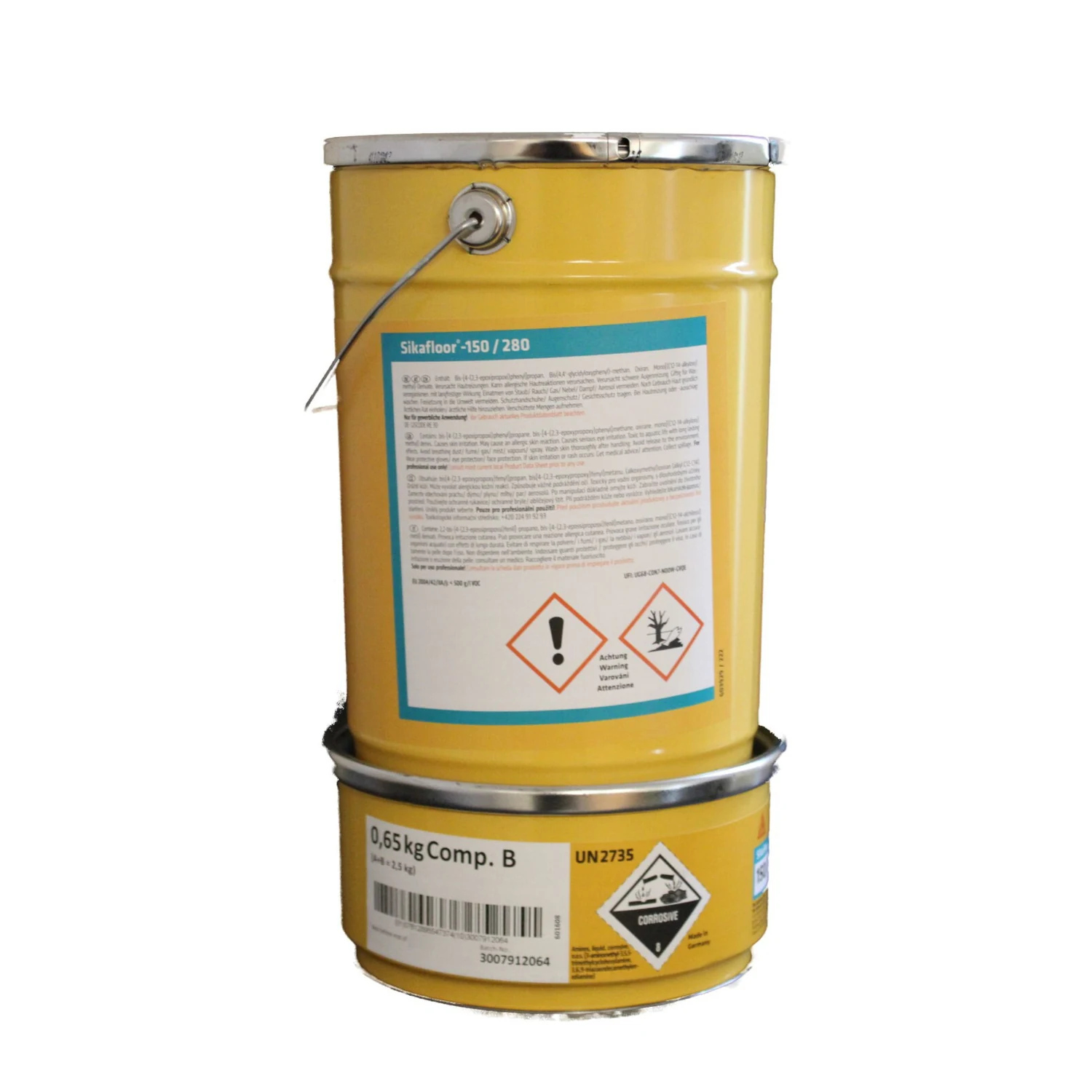 Sika Sikafloor 150 Epoxidharz-Bindemittel 2K, 2,5 kg – Kombigebinde mit Gefahrenhinweisen