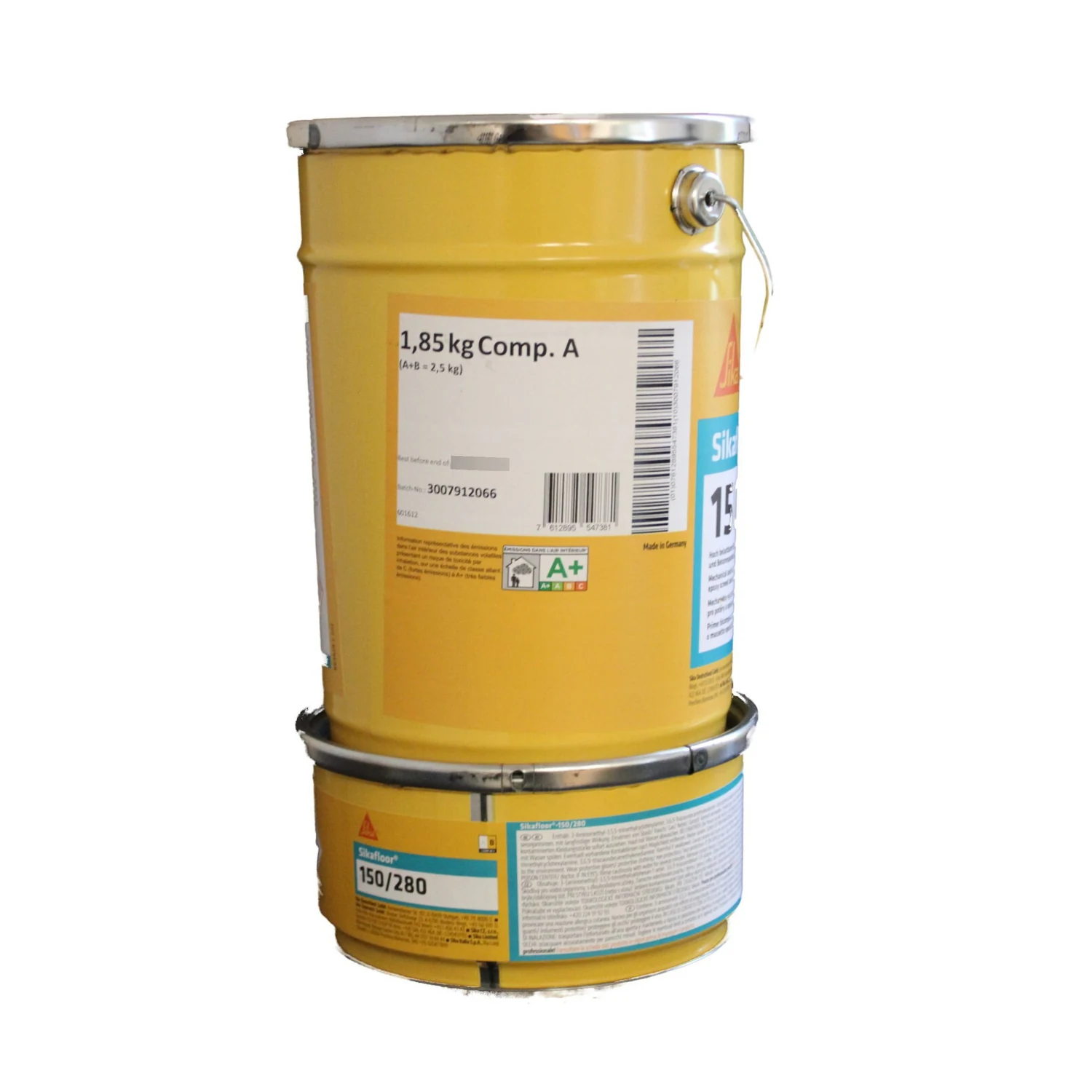 Sika Sikafloor 150 Epoxidharz-Bindemittel 2K, 2,5 kg – Kombigebinde Rückseite mit Komponentenangabe