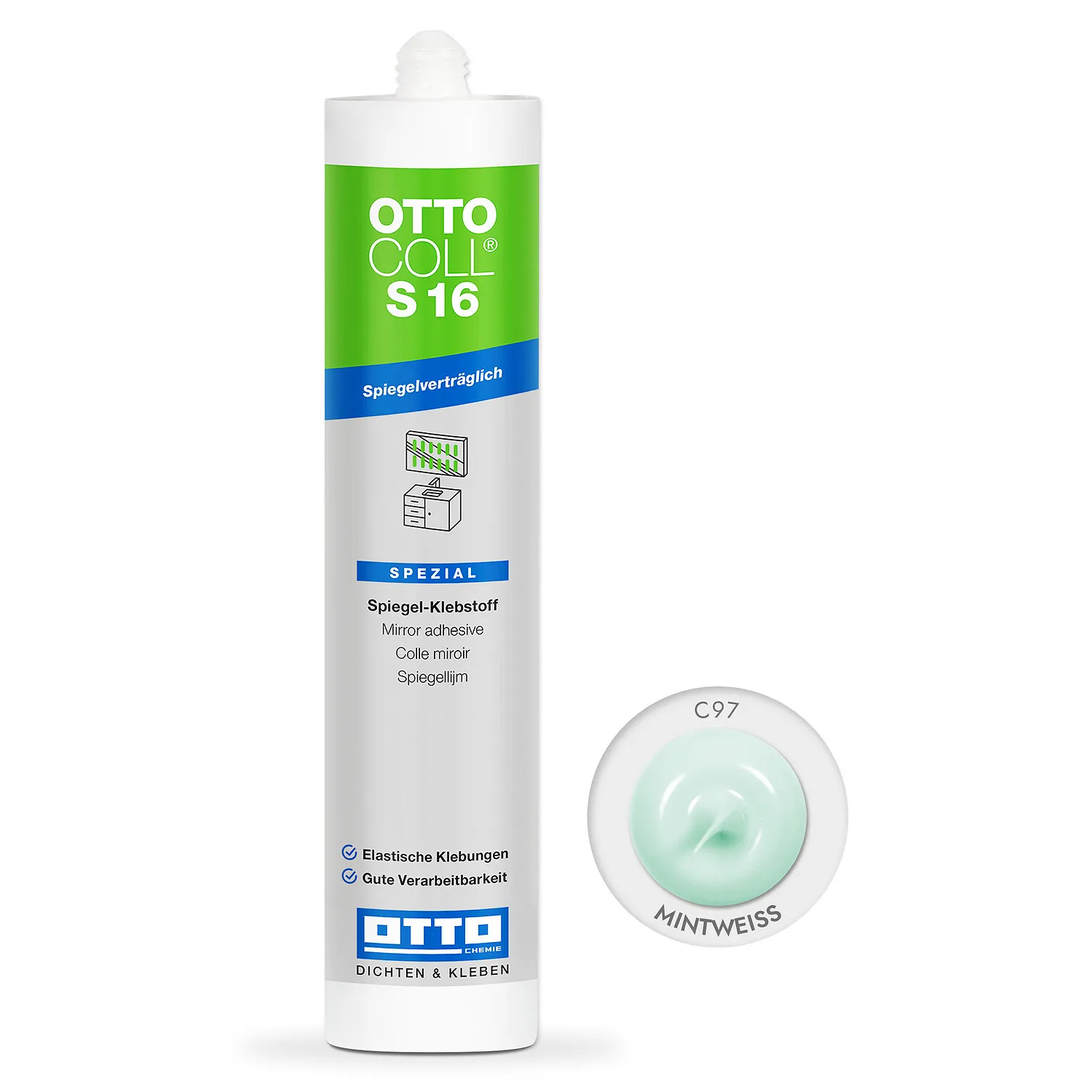 Ottocoll S16 Spiegelkleber mintweiß 310ml