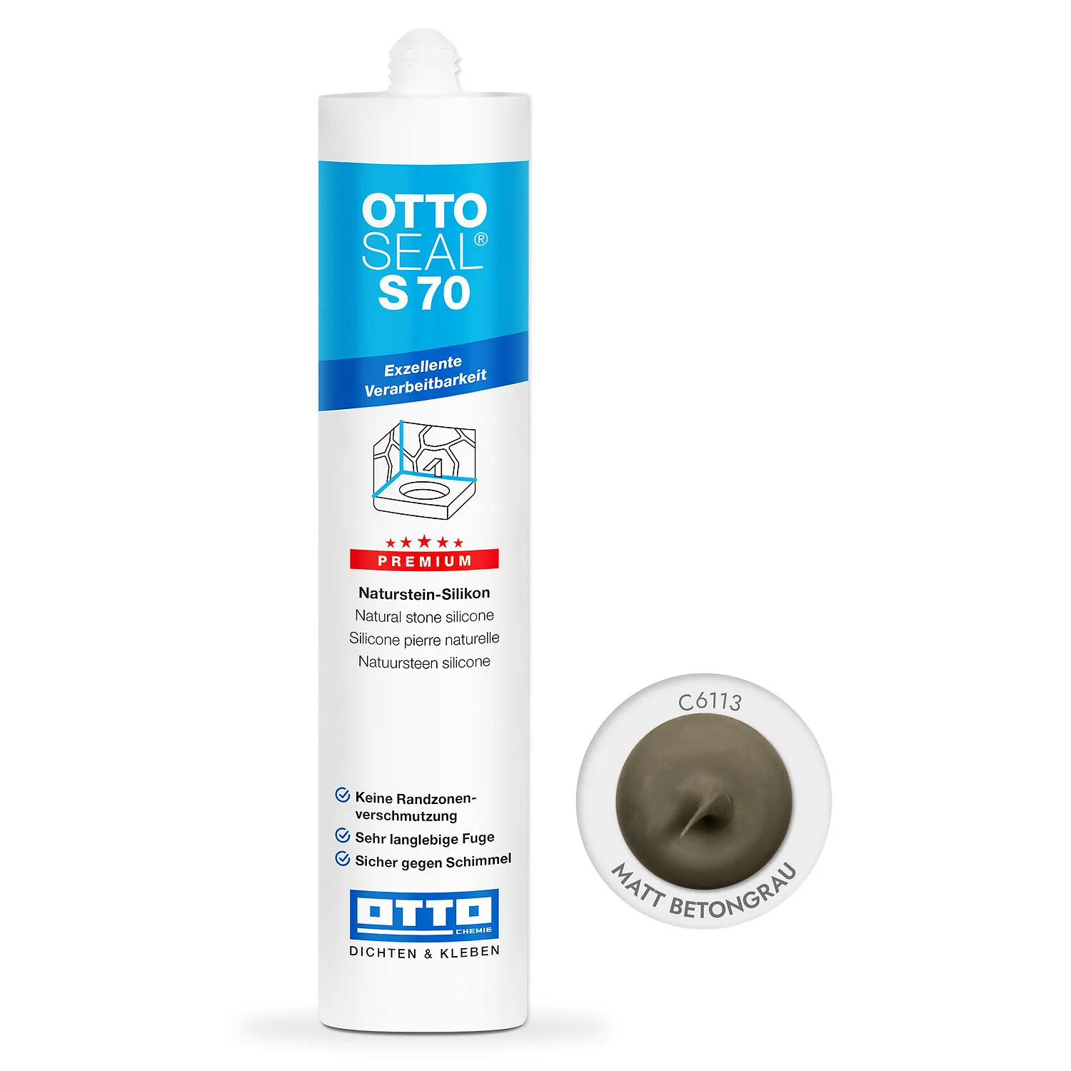 Ottoseal S70 Naturstein Silikon matt betongrau 310ml
