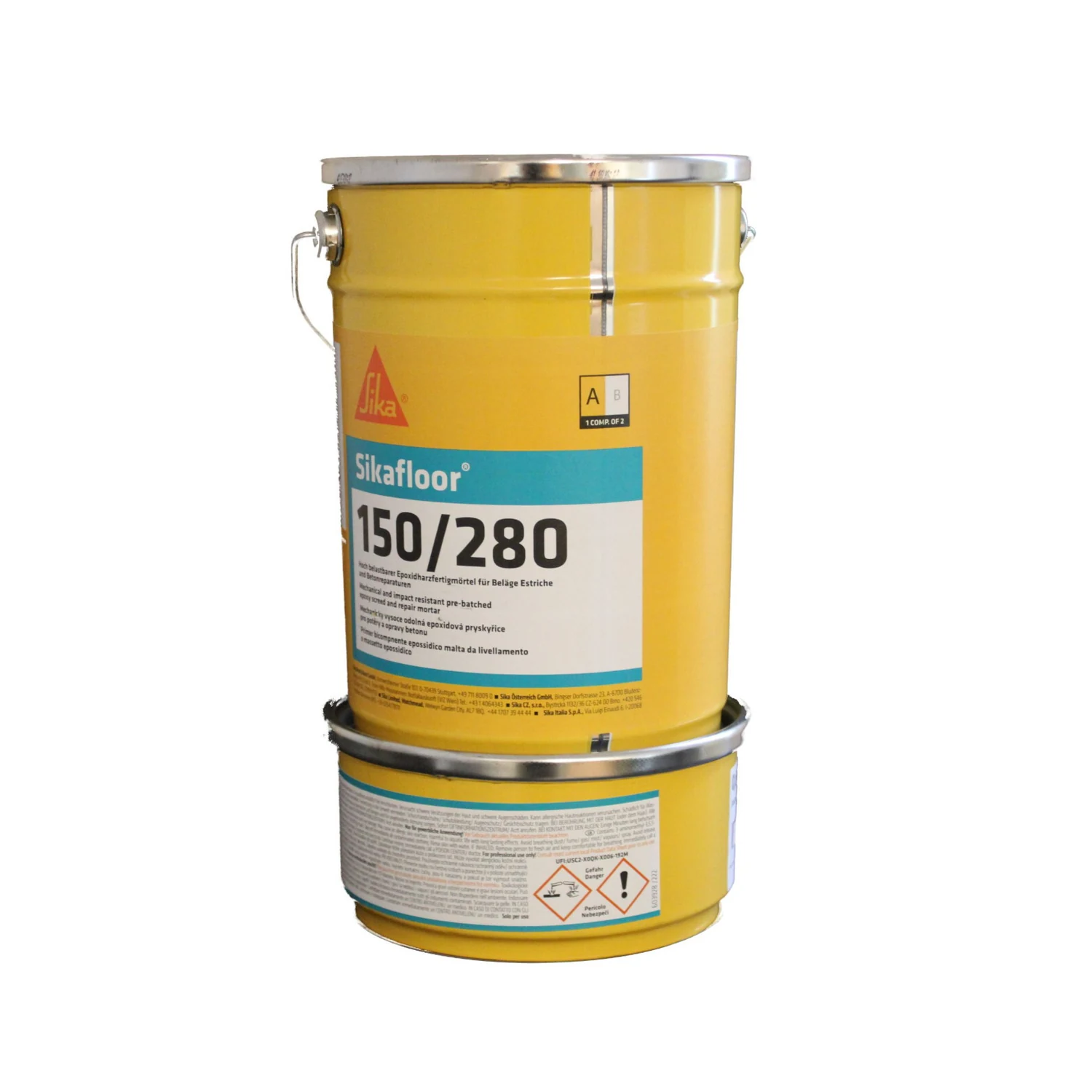 Sika Sikafloor 150 Epoxidharz-Bindemittel 2K, 2,5 kg – Kombigebinde mit Komponente A und B, Vorderseite