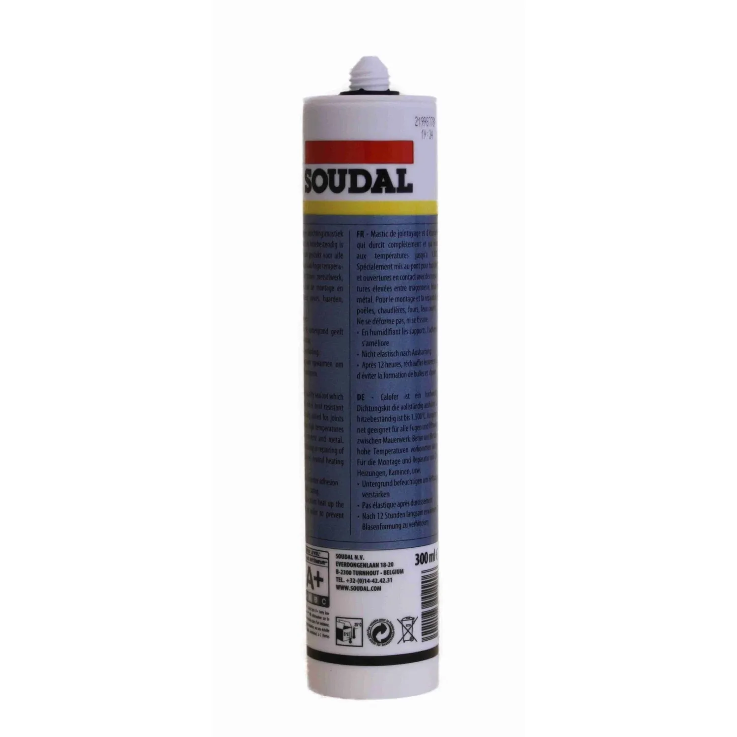 Soudal Calofer Ofenkitt hitzebeständig 300 ml – Seitenansicht