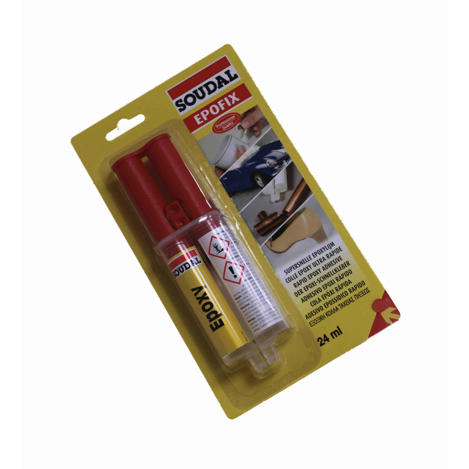 Soudal Epofix 2K Epoxid Schnellkleber, Spritze 24 ml – Blisterverpackung gedreht