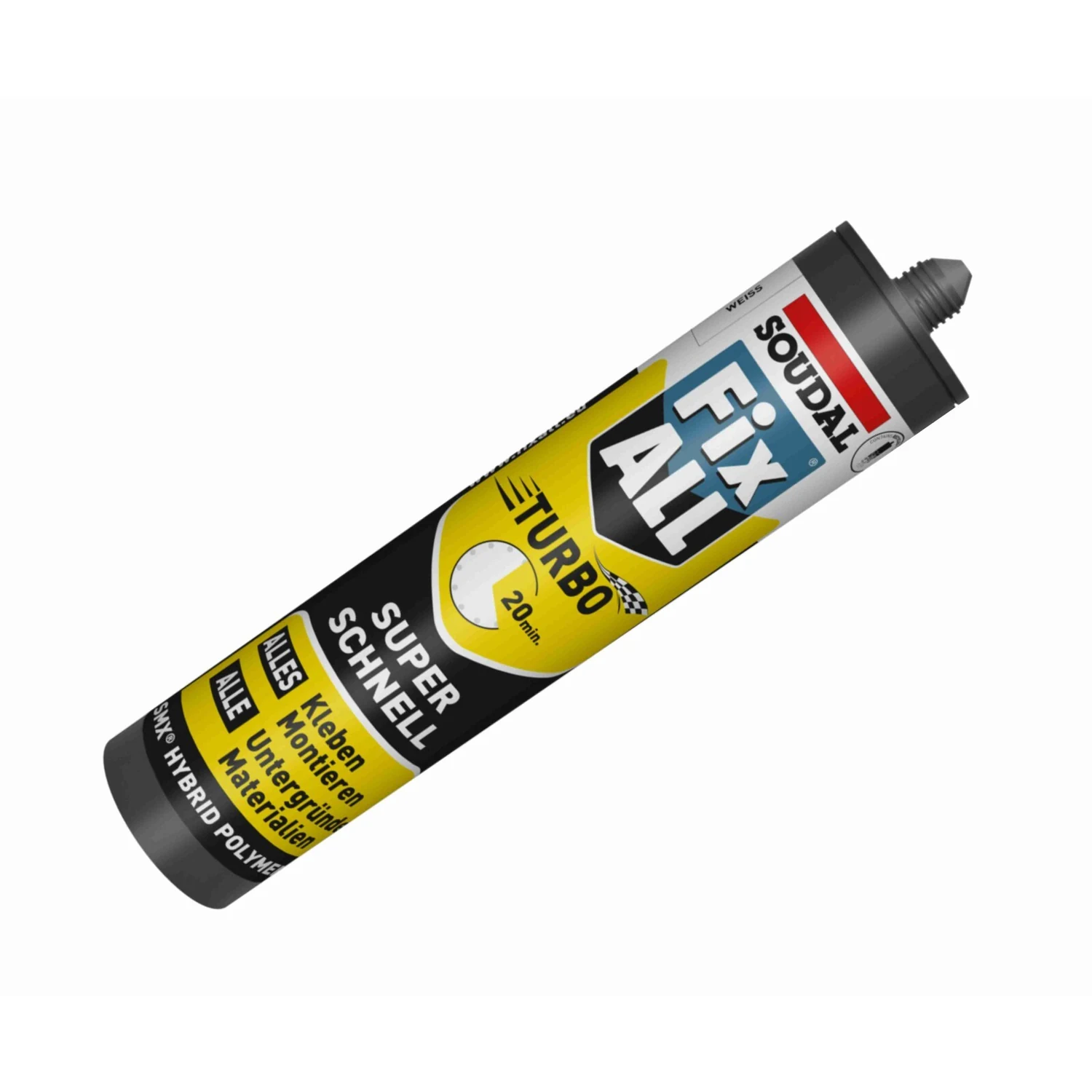 Soudal Fix All Turbo Konstruktionskleber weiß, 430 g – Kartusche schräg