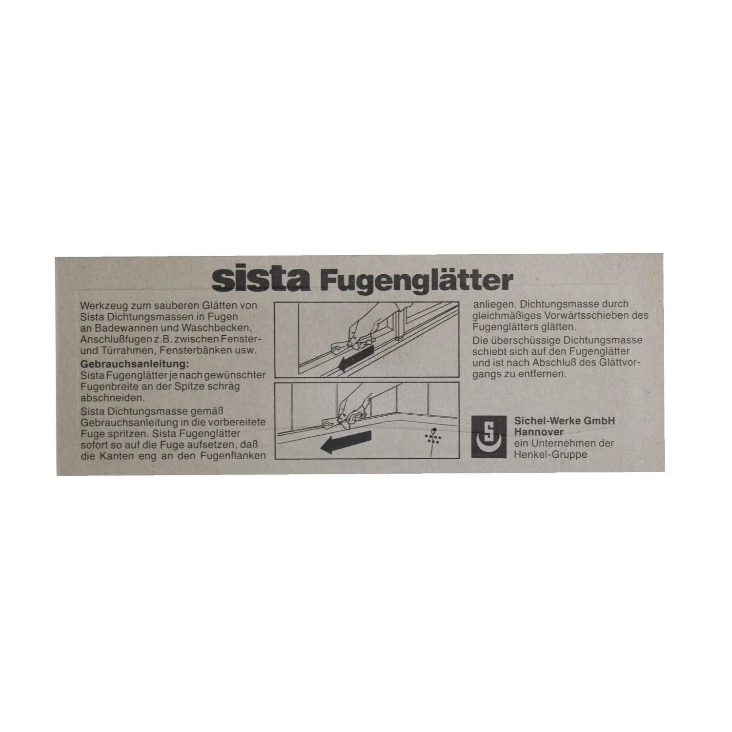 Sista Fugenglätter für Silikon- und Acrylfugen 1 Stück – Rückseite mit Produktangaben