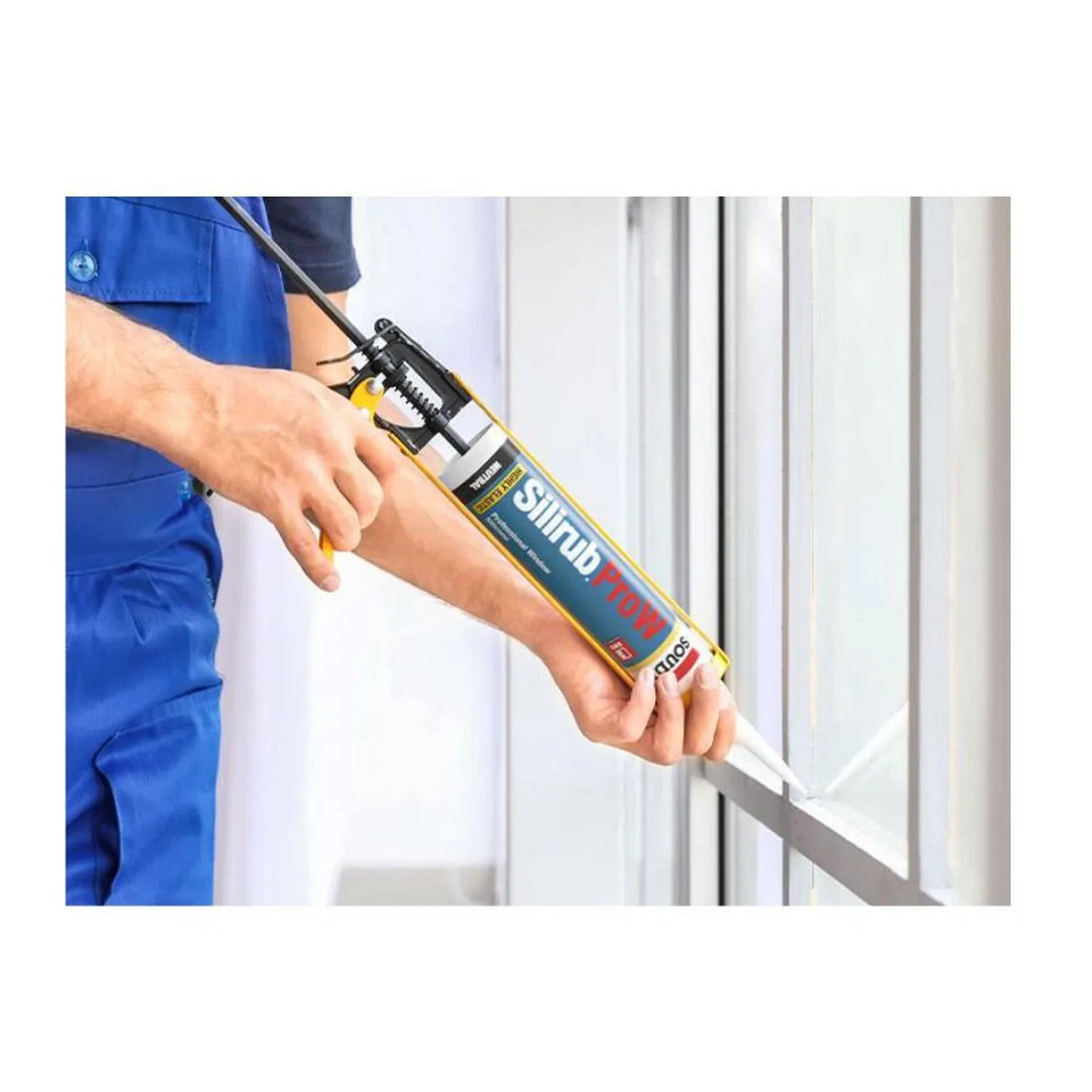 Soudal Silirub PRO W Glassilikon farbecht 300 ml, Anwendung: Fuge am Fensterrahmen mit Kartuschenpistole ziehen