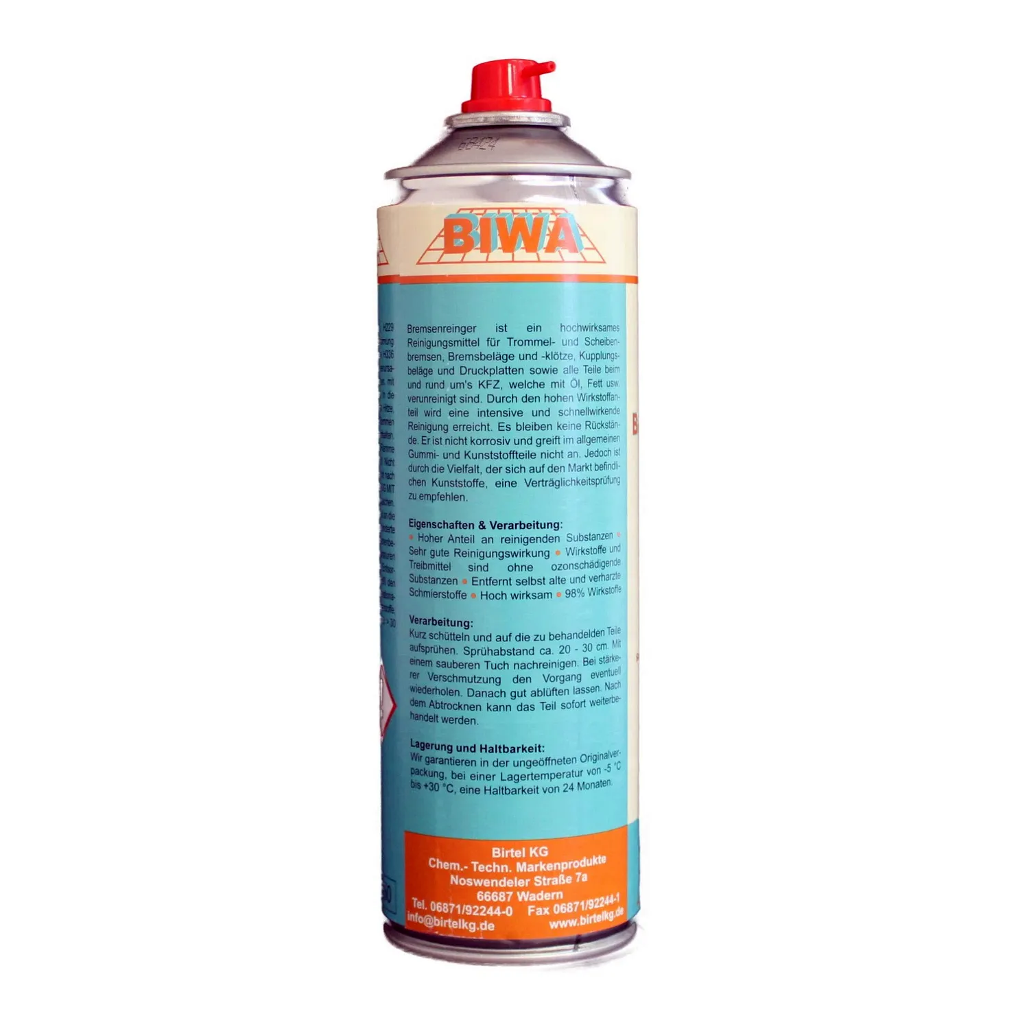Birtel Bremsenreiniger Bremsenentfetter acetonfrei 500 ml – Seitenansicht