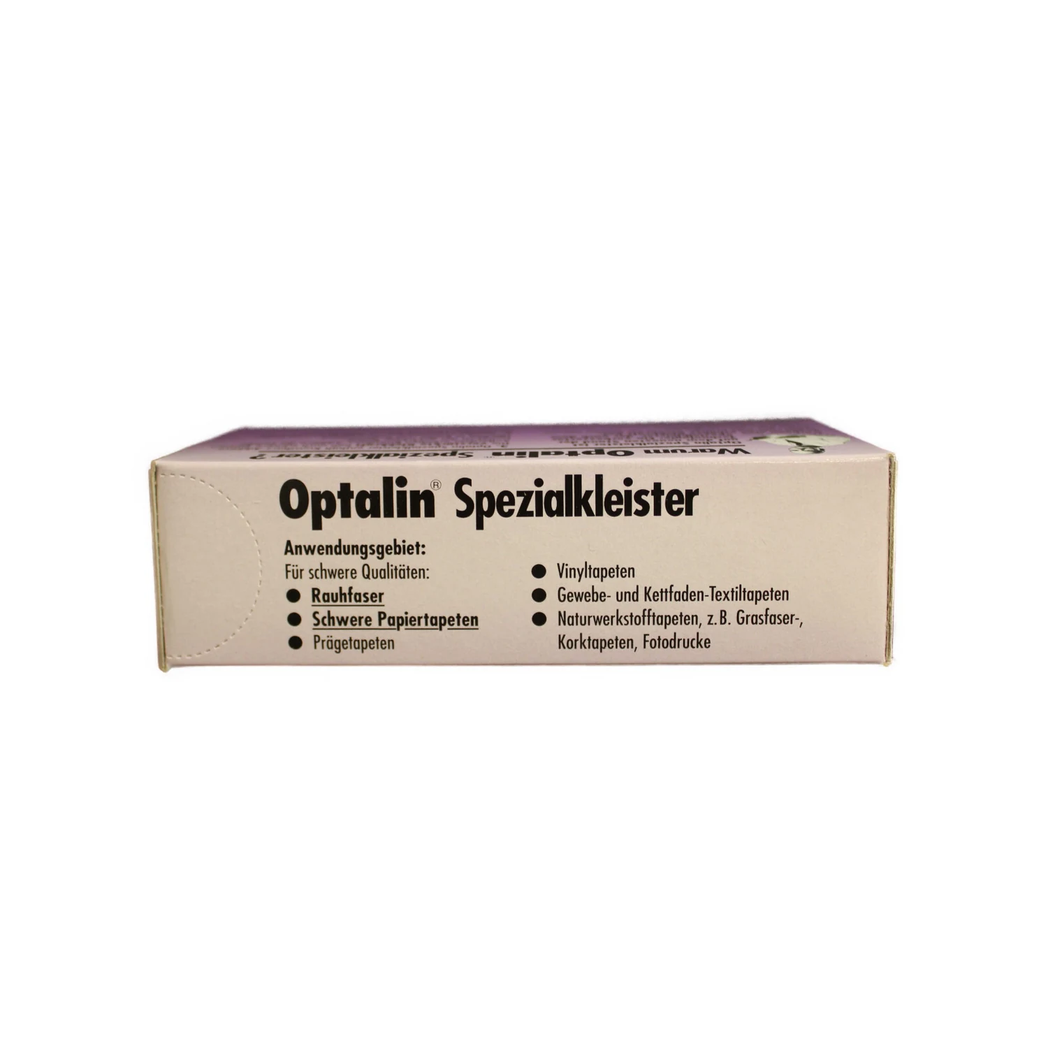 Optalin Spezialkleister, Packung 200 g – Packungsseite mit Anwendungsgebieten