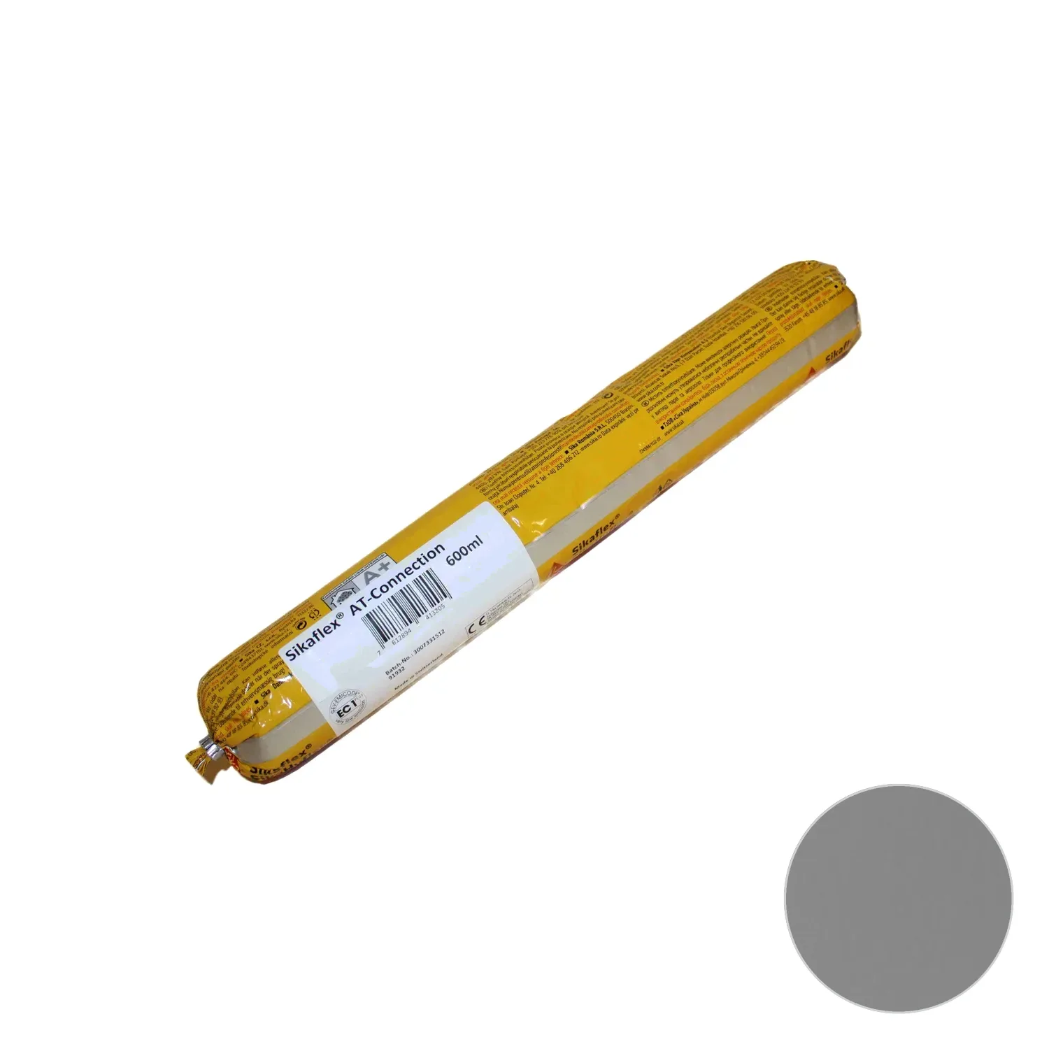 Sikaflex AT Connection bolsa tubular de 600 ml con muestra de color gris hormigón