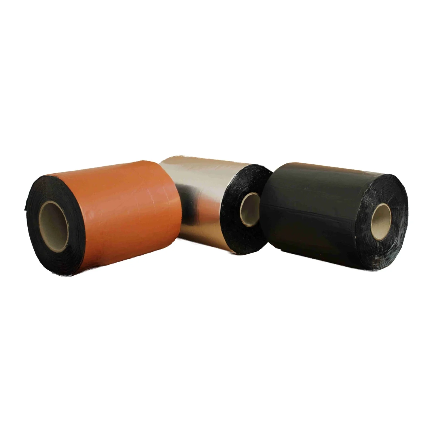BIWA nastro bituminoso 200 mm x 10 m: rotoli in rosso mattone, alluminio e nero disposti sfalsati
