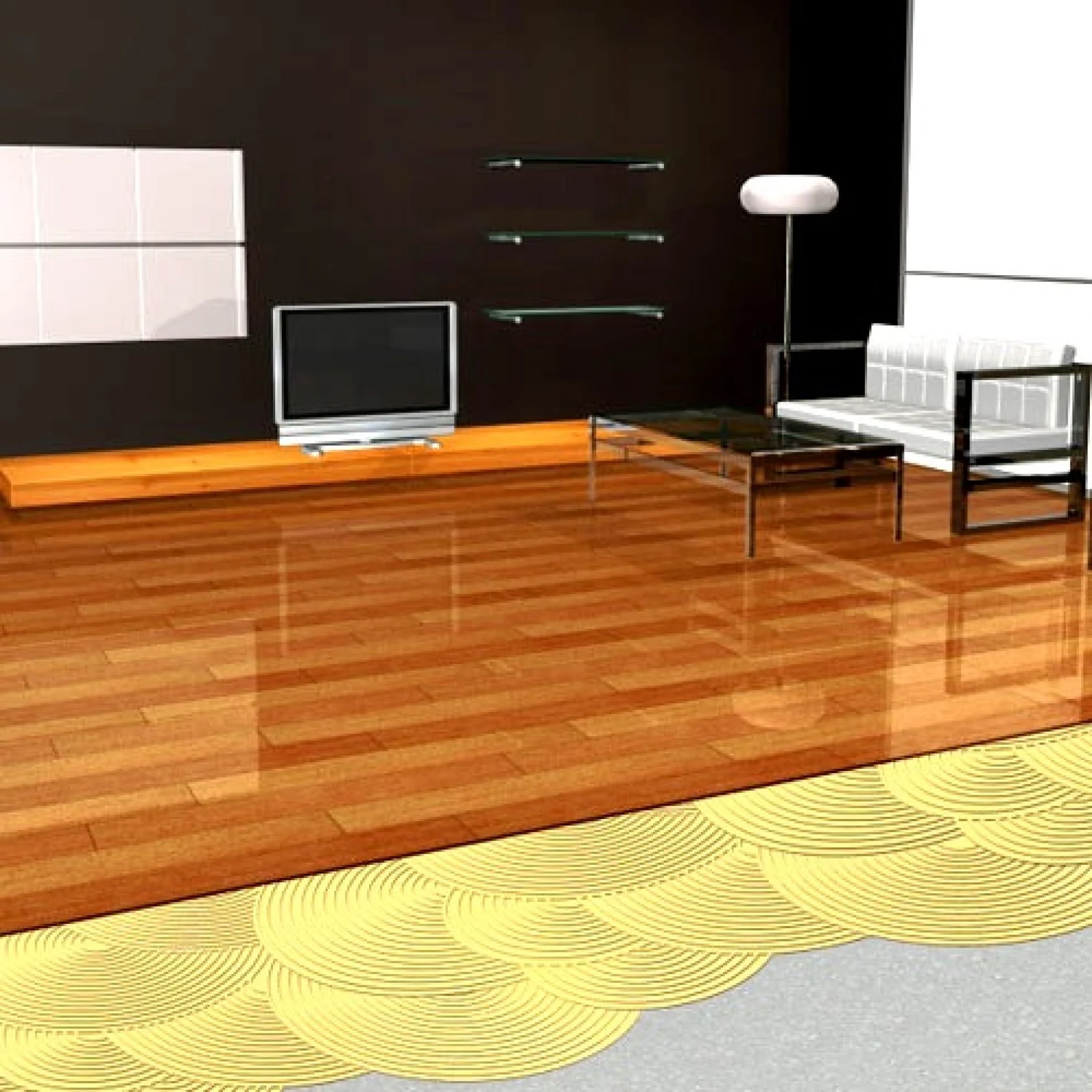 Verlegtes Parkett in einem Wohnraum, geklebt mit Sika SikaBond-54 Parquet Parkettkleber