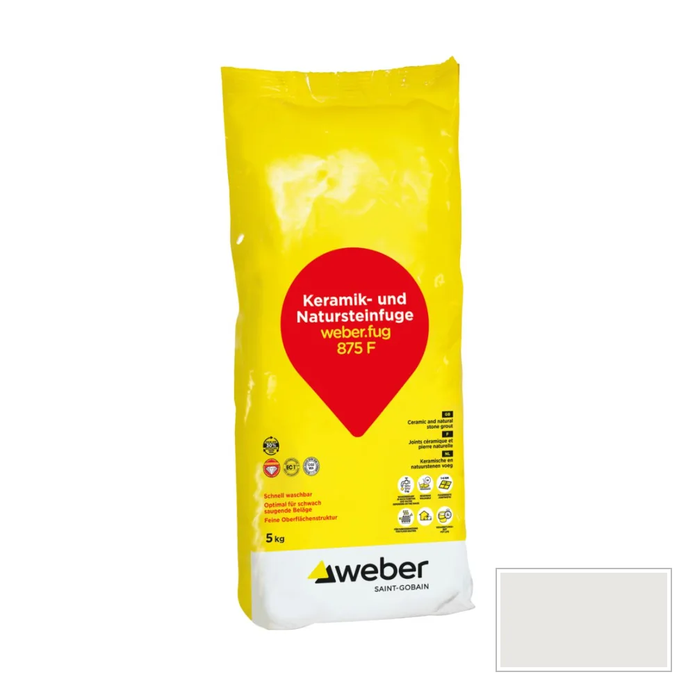 weber.fug 875 F Flexfugenmörtel 5-kg-Sack mit Farbmuster edelweiß