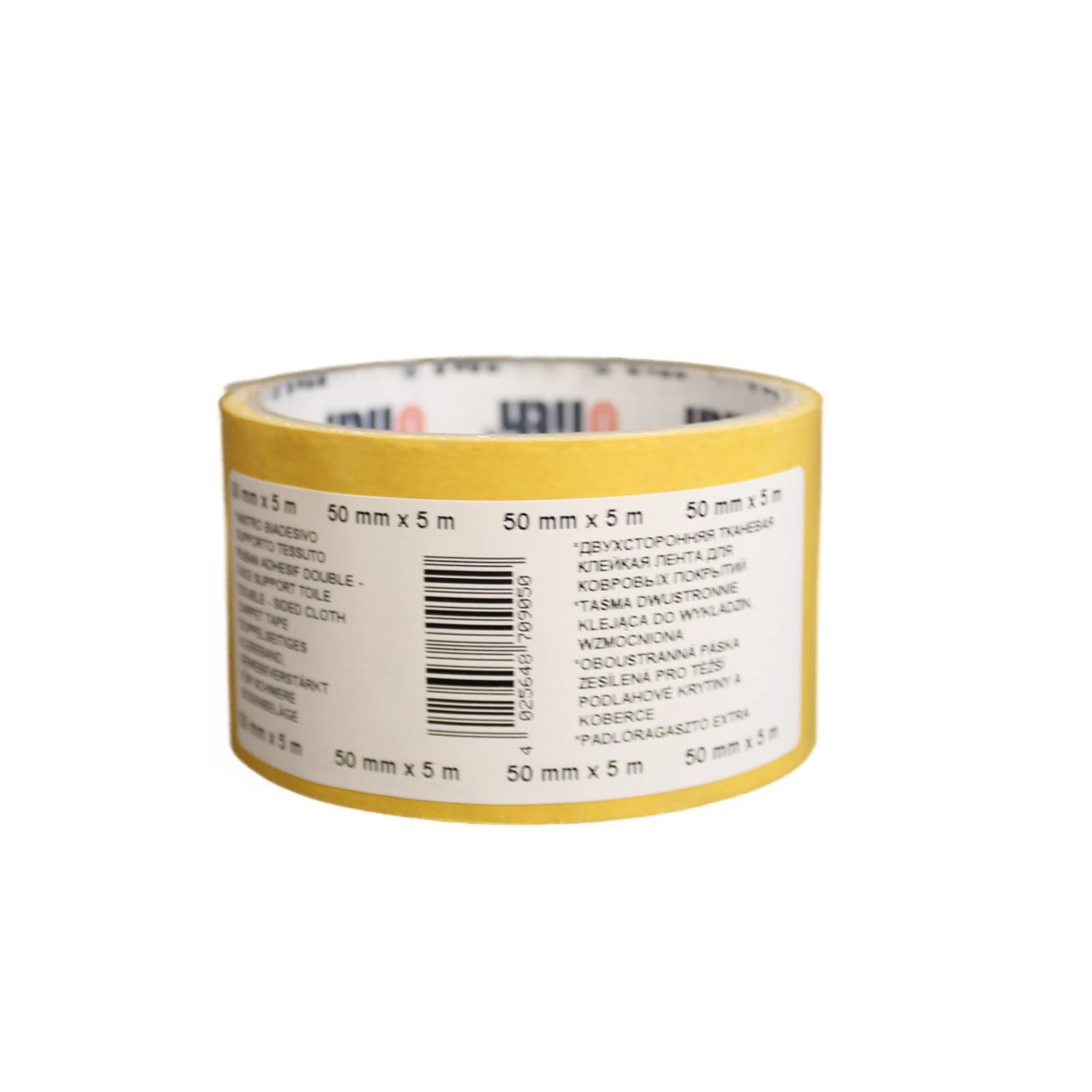 Ulith Teppichband 50 mm x 5 m, Rolle mit Etikett und Barcode, Freisteller