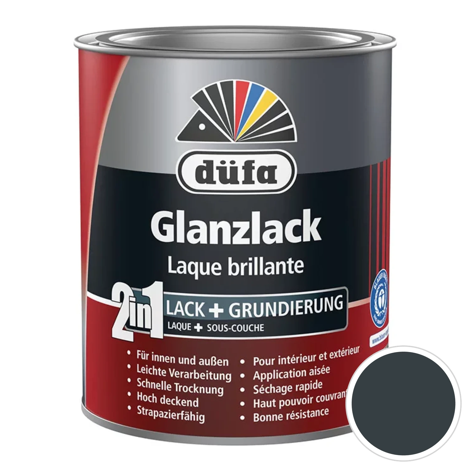 Düfa 2in1 Glanzlack Dose mit Farbpunkt für den Farbton RAL 7016 anthrazitgrau, Freisteller