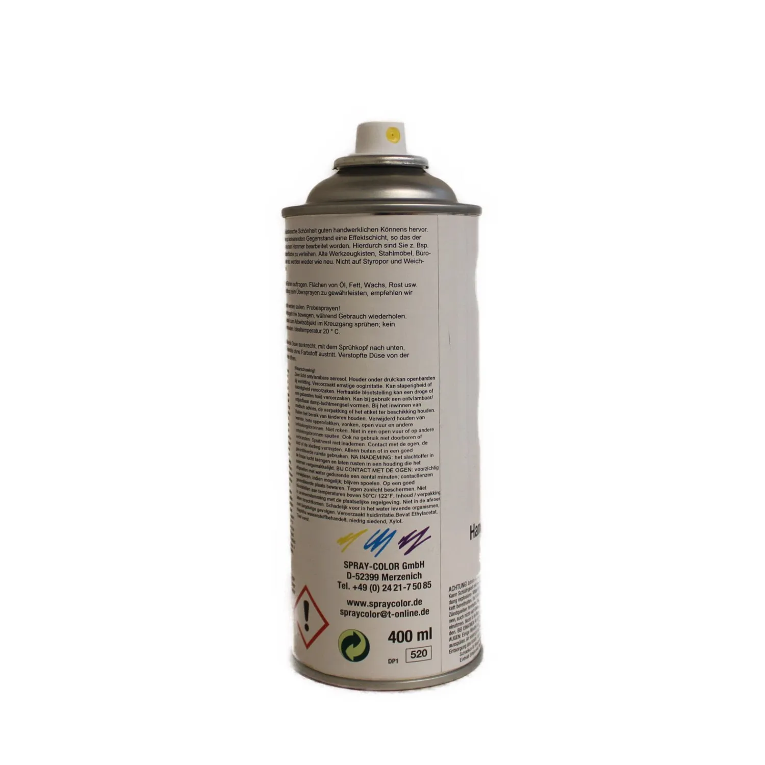 Sparvar Hammerschlag Effektlack Spray silber Metalloptik 400 ml, Seitenansicht