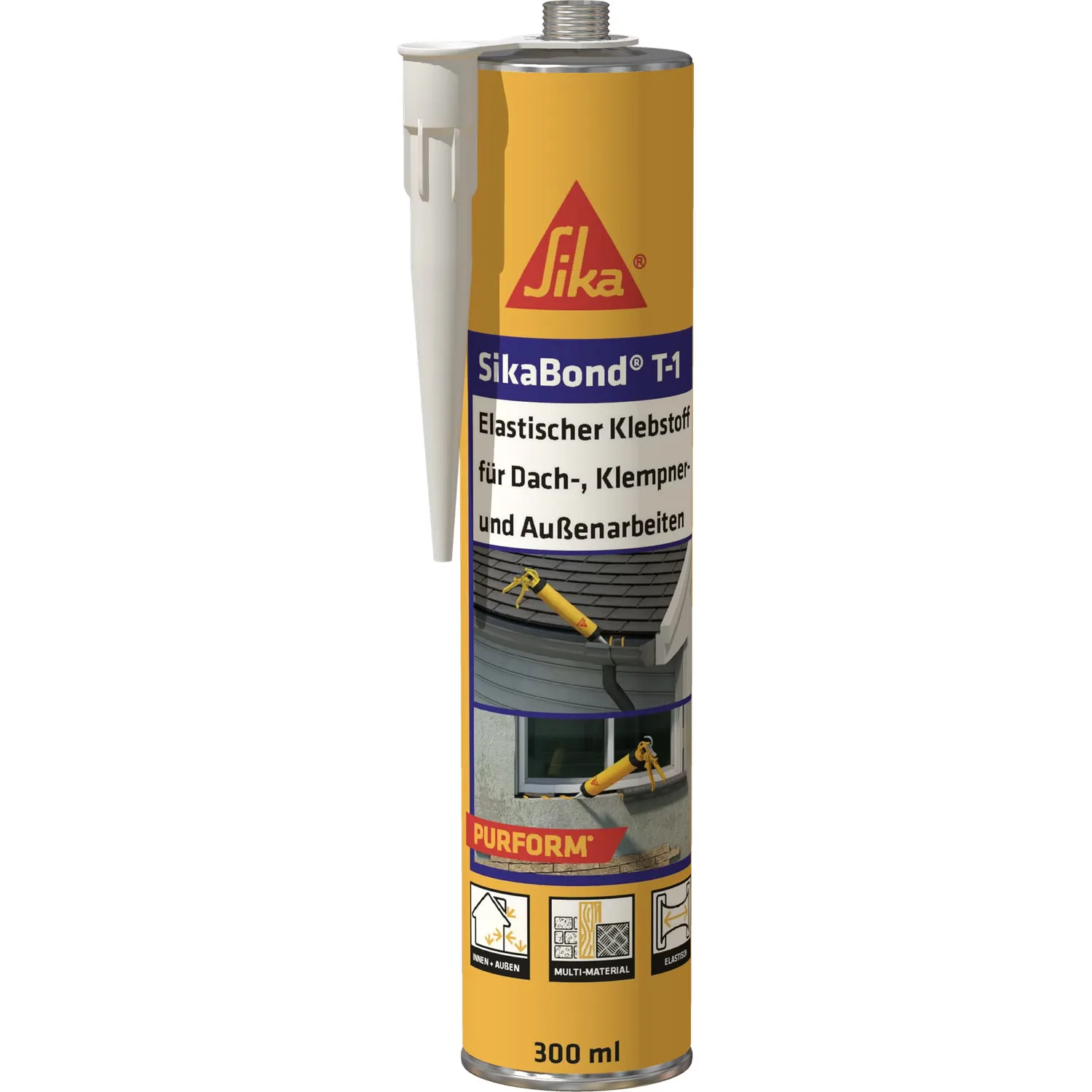Sika SikaBond T-1 Purform Baukleber 300-ml-Kartusche betongrau, Freisteller