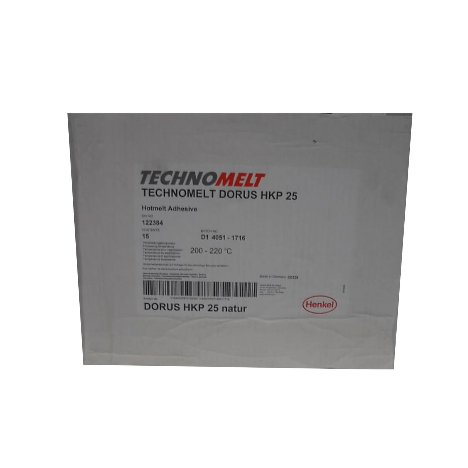 Technomelt Dorus HKP 25 Schmelzklebstoff natur, 15 kg – Karton mit Etikett