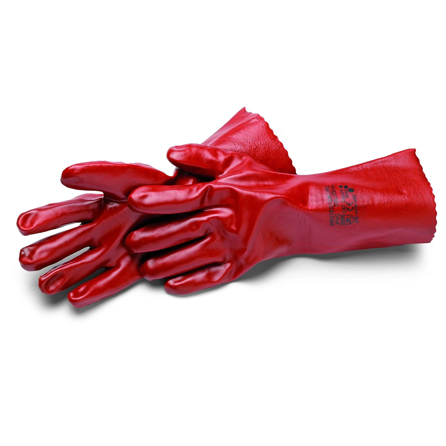 Schuller LABSTAR PVC-Handschuhe extra lang Größe XXL, rotes Paar Industriehandschuhe, Freisteller