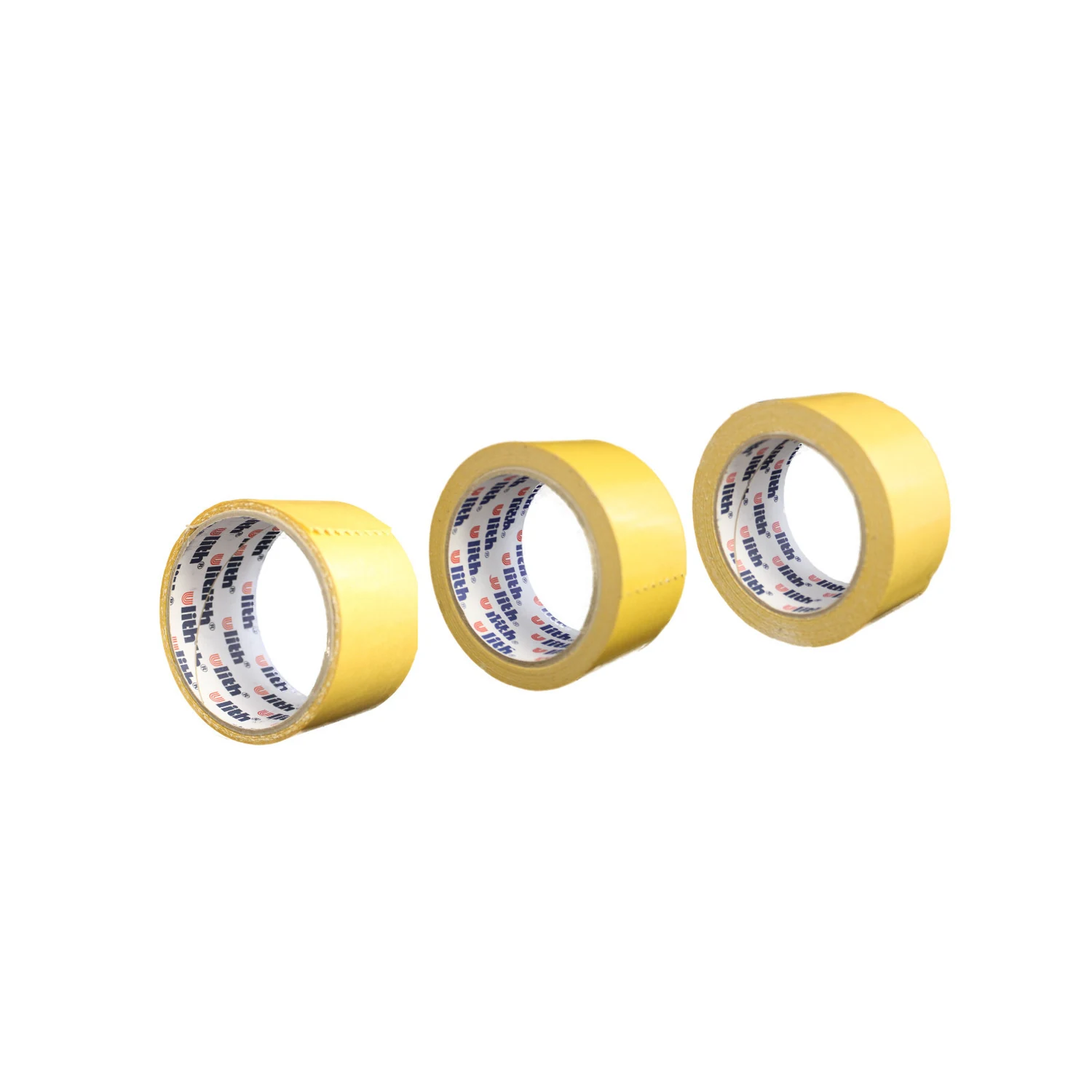 Ulith Teppichband doppelseitig, drei Rollen nebeneinander mit bedrucktem Ulith-Kern