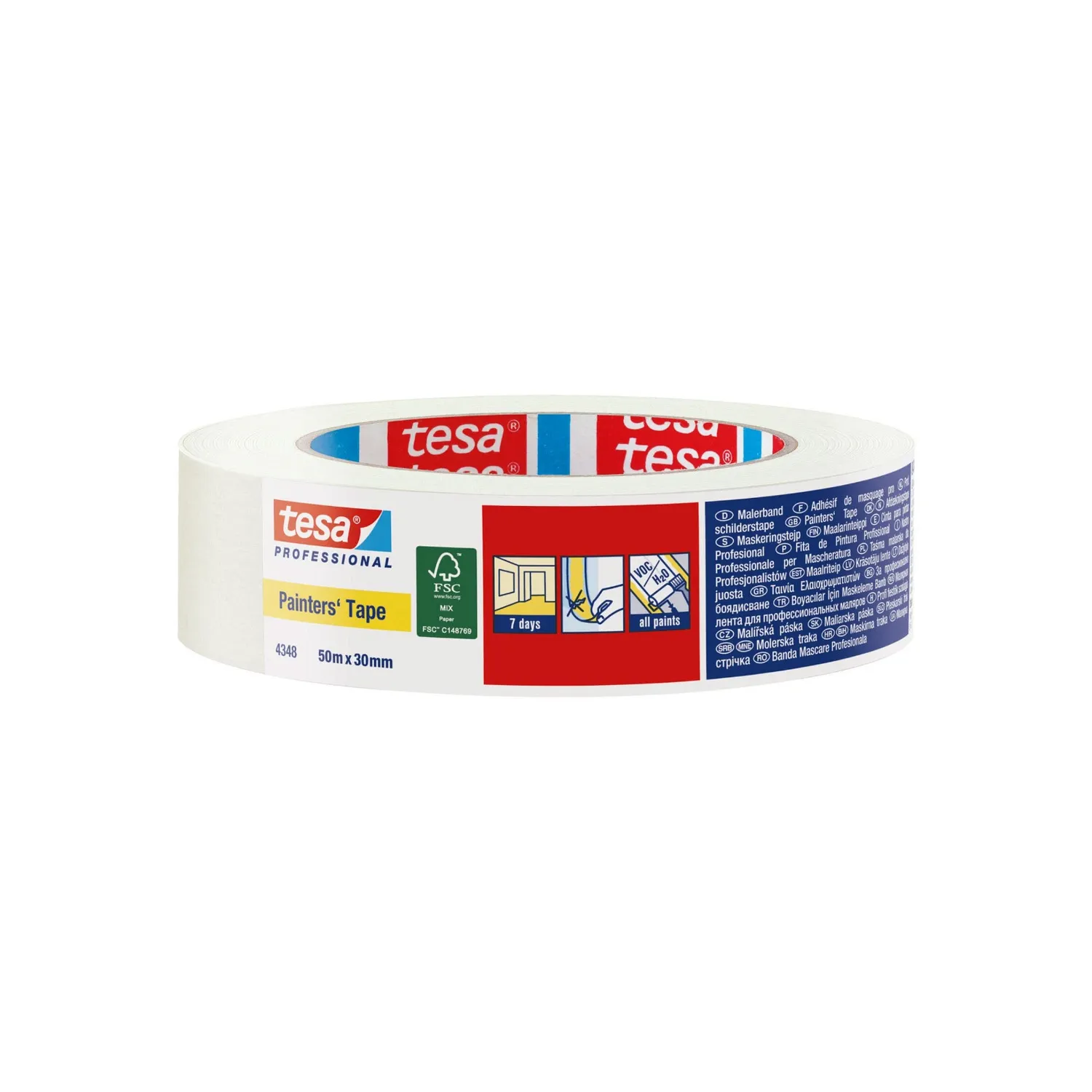 Tesa Tesakrepp 4348 Malerband für gerade Farbkanten 30 mm x 50 m