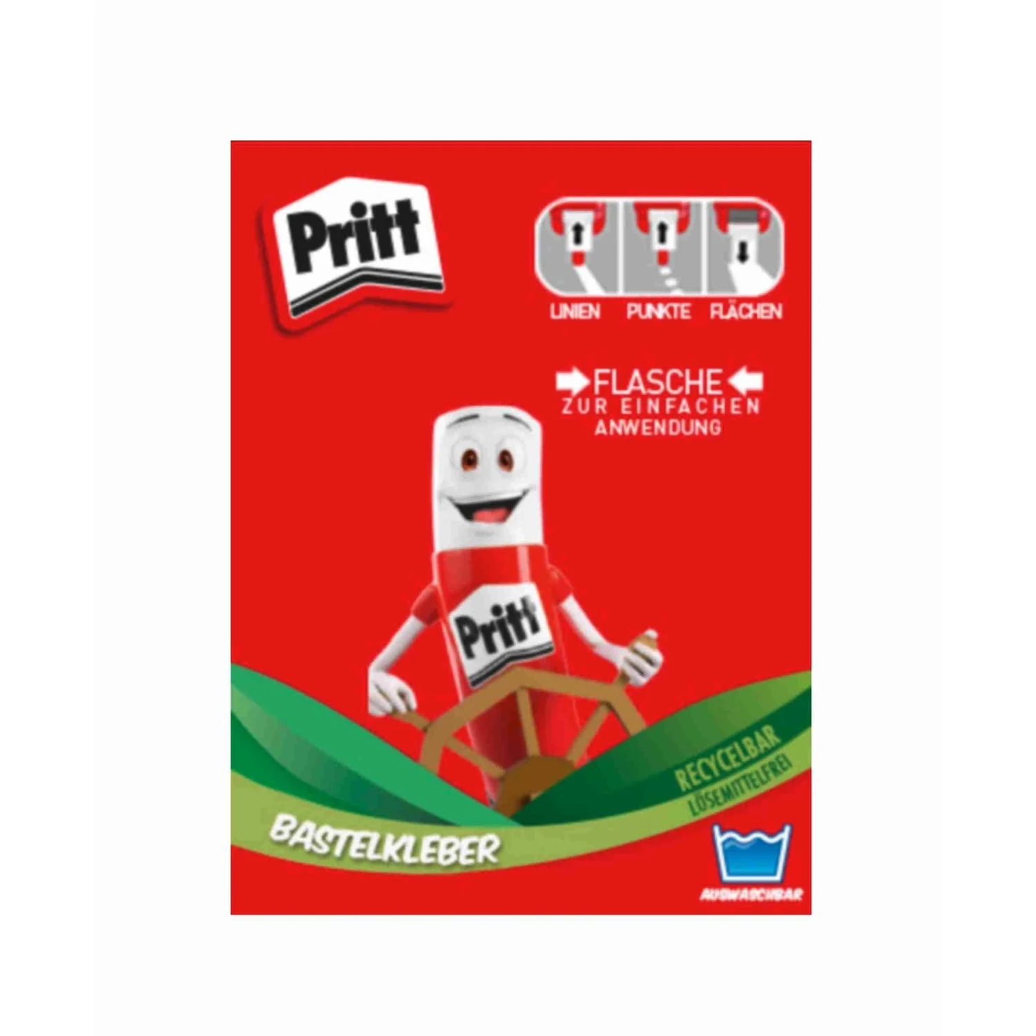 Pritt Bastelkleber lösemittelfrei weiß, Flasche 100 g – Grafik: Auftrag in Linien, Punkten und Flächen