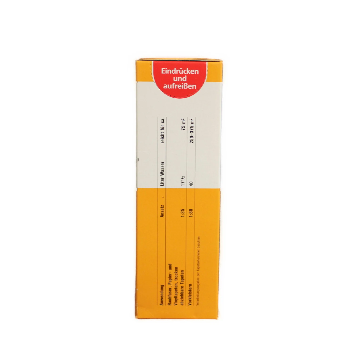 Glutolin M instant 500 g, Mischtabelle für Tapezieren und Vorkleistern