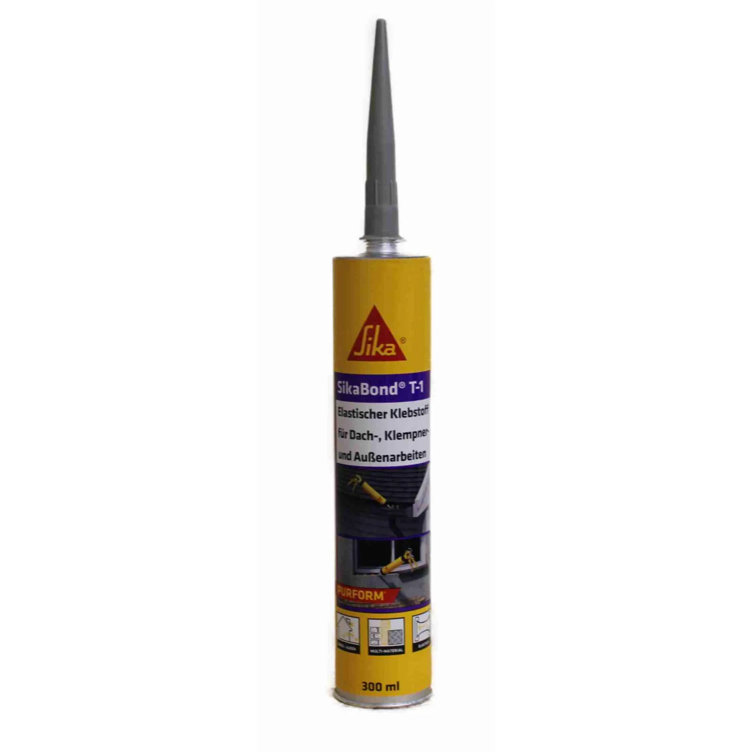 Sika SikaBond T-1 Purform 300-ml-Kartusche betongrau mit aufgesetzter Düse, einsatzbereit