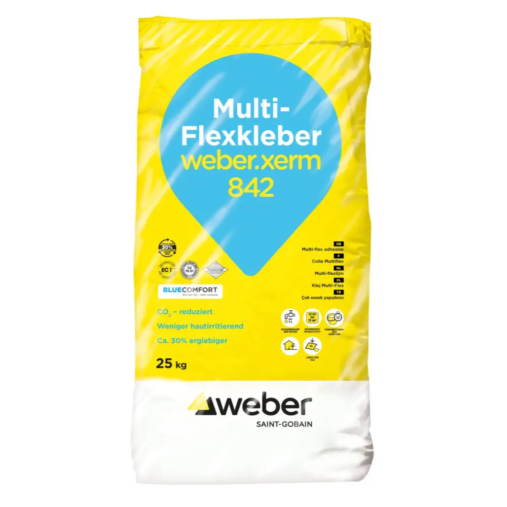 weber.xerm 842 Fliesenkleber 25-kg-Sack silbergrau, Freisteller auf weißem Grund