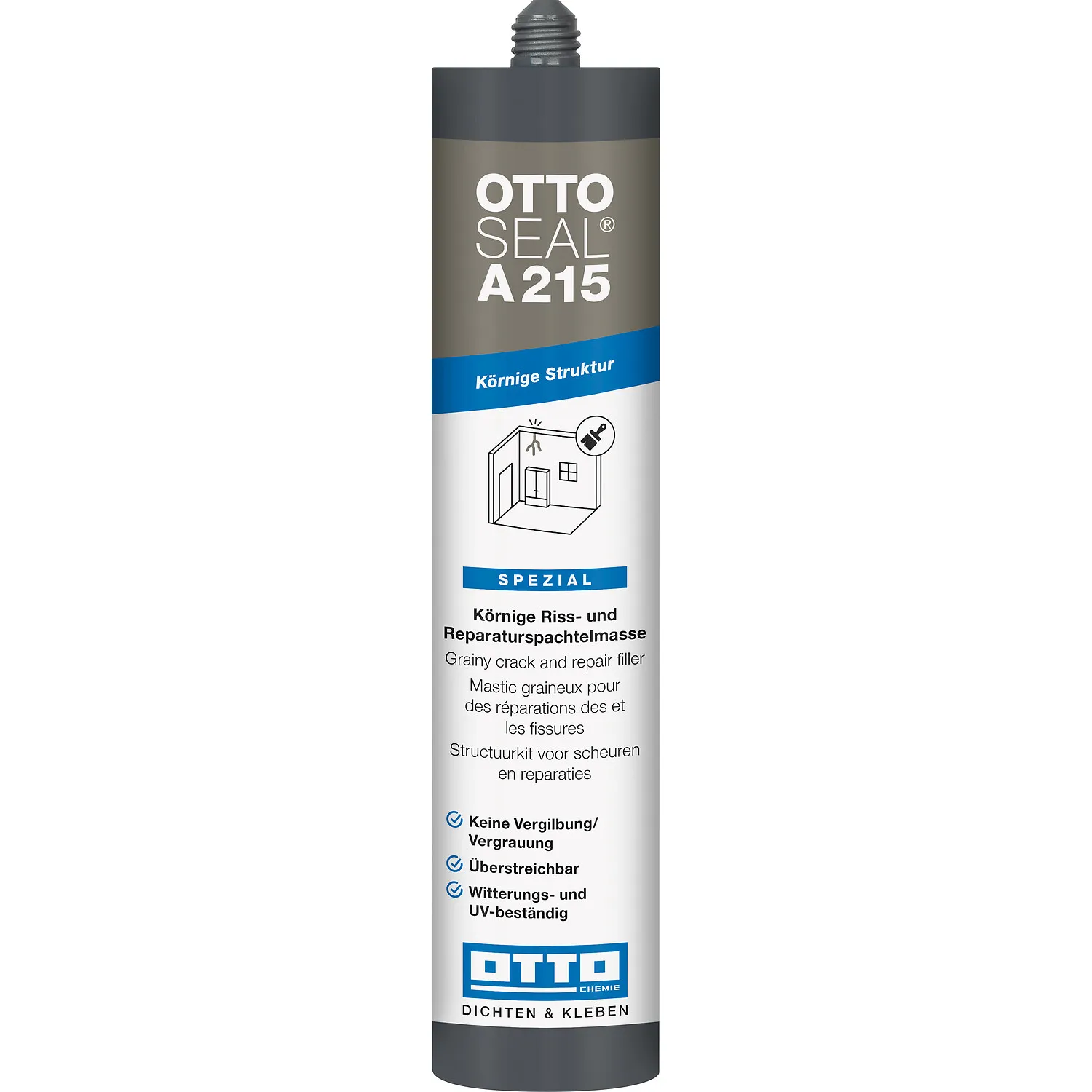 Ottoseal A215 Strukturacryl 310ml, strukturierter Dichtstoff für Anschlussfugen an Putz