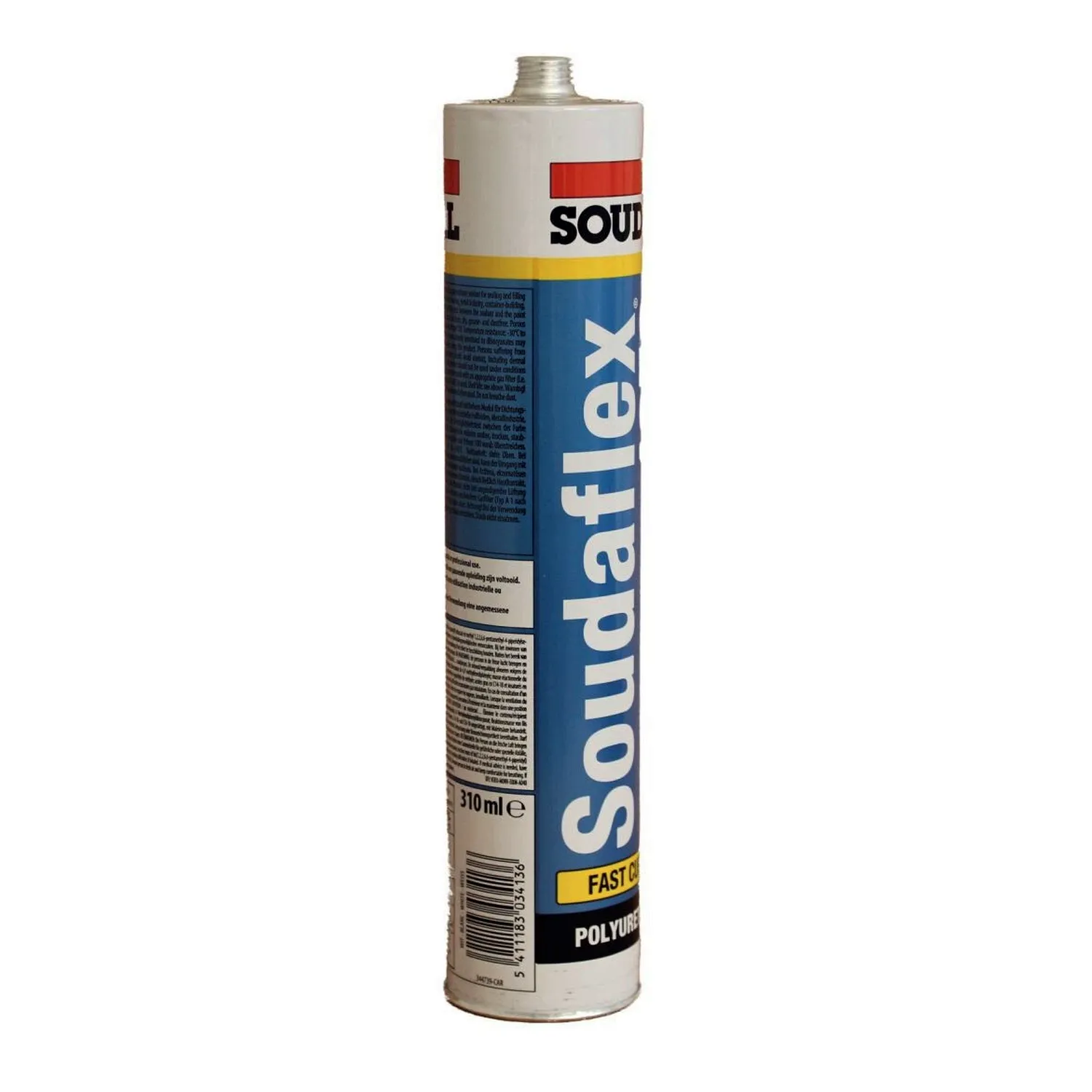 Soudal Soudaflex 40FC sellador PU, etiqueta en primer plano